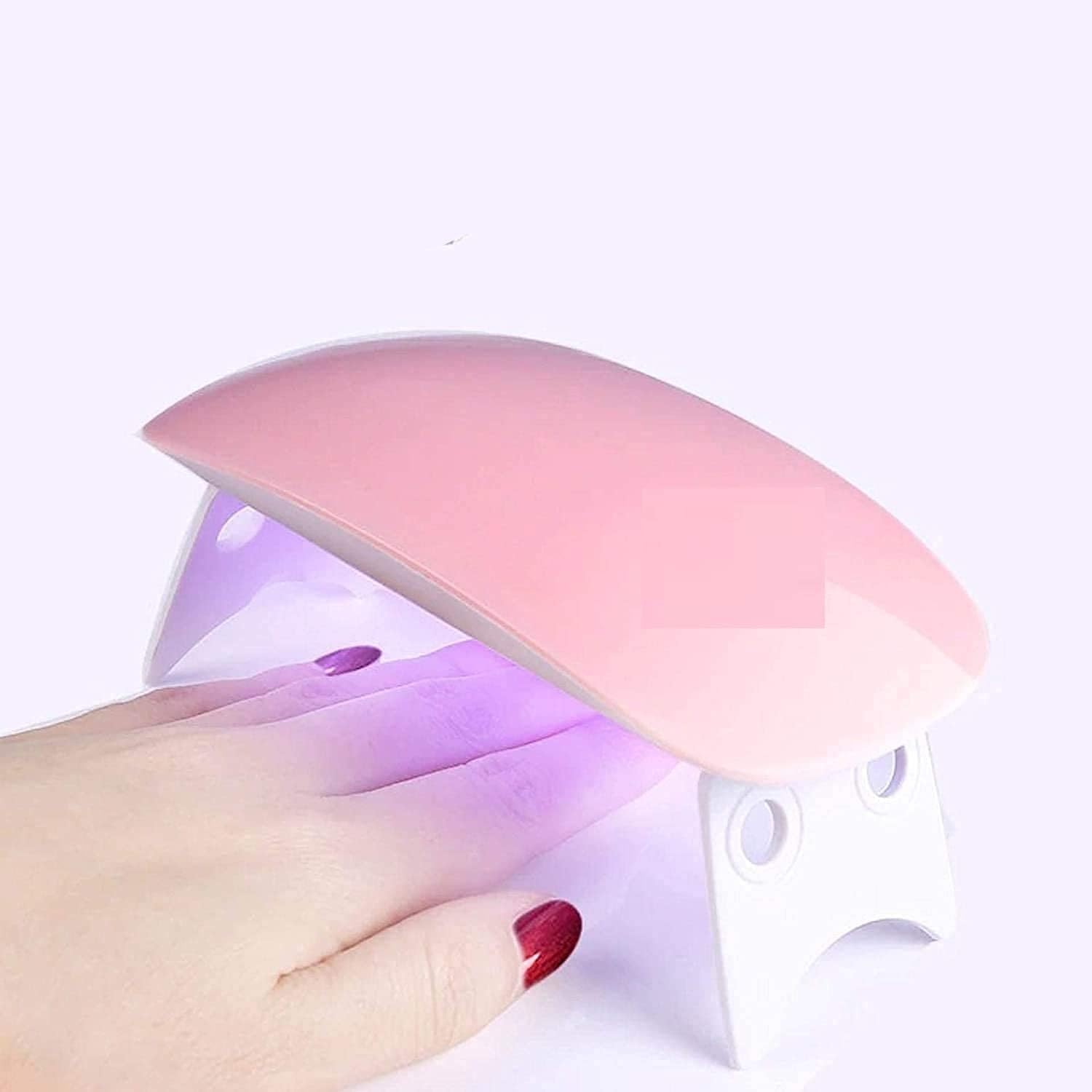 Portable 6W Mini UV LED Nail Polish Dryer & Curing Lamp for Gel Manicure - Foldable, Lightweight, Pink & White (Multi Color) | Perfect for Home, Salon, Travel & DIY Nail Art