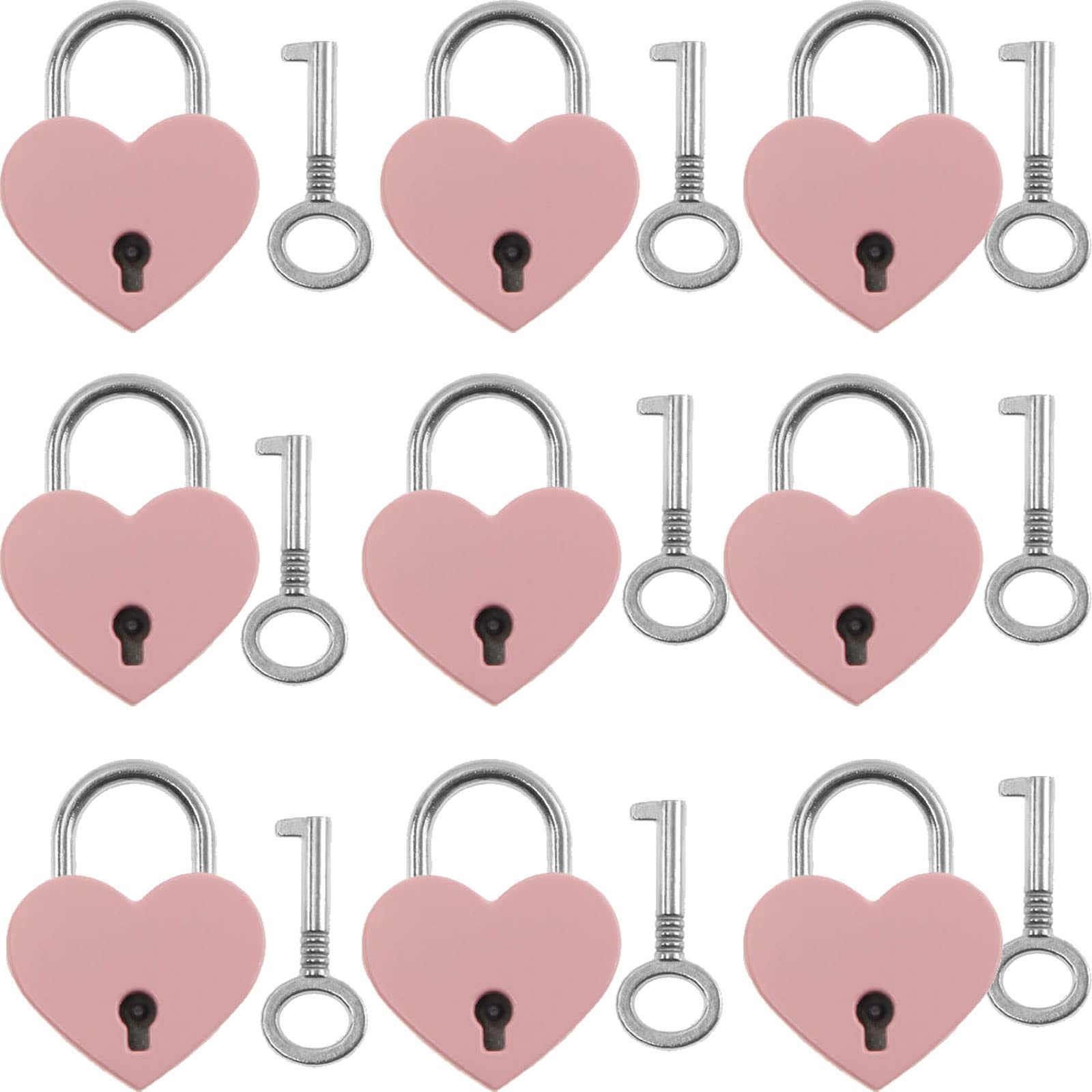 15 Pcs Heart Shaped Padlock Mini Love Lock with Key - Cute Romantic Pink Luggage Locks for Travel, Jewelry Box, Diary, Handbag, Gym & School Lockers - Perfect for Valentine's Gifts, Couple Souvenirs & Travel Security Accessories