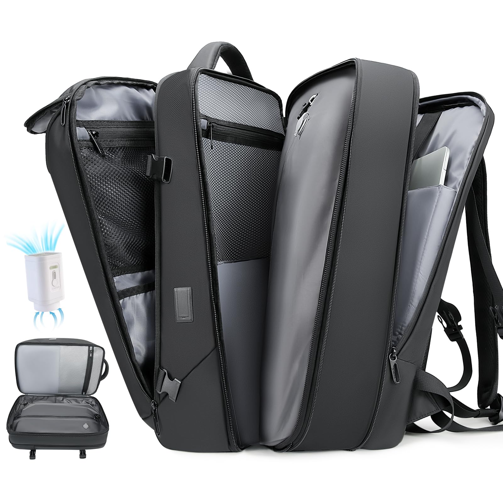 50L Vacuum Compression Backpack with Pump - Air Tight Travel Backpack for Men & Women, Water Resistant USB Charging Business Backpack - Perfect for Camping, Hiking & Business Trips