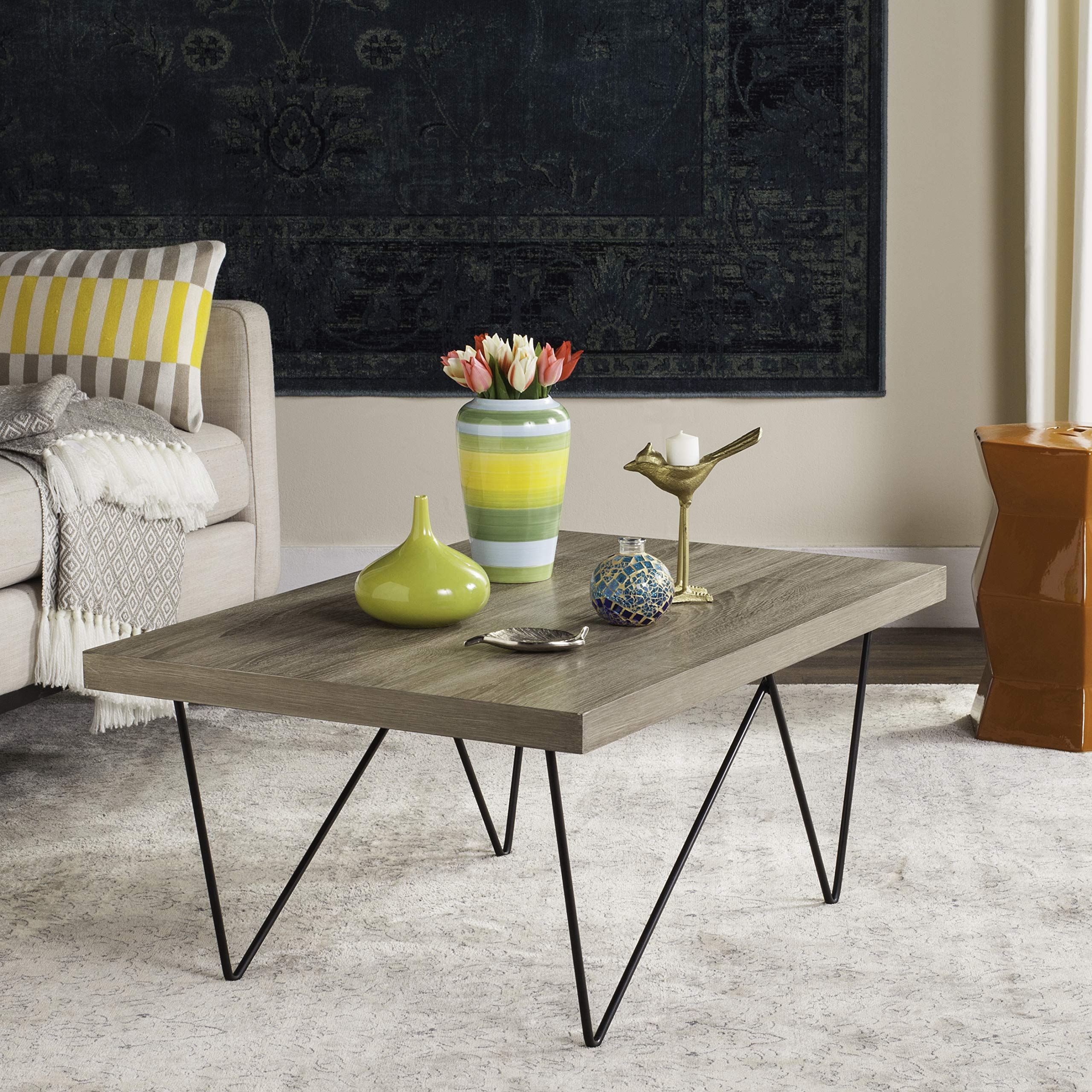 Safavieh Amos Modern Light Brown Rectangle Coffee Table - Stylish Living Room Furniture for Home Decor & Small Space