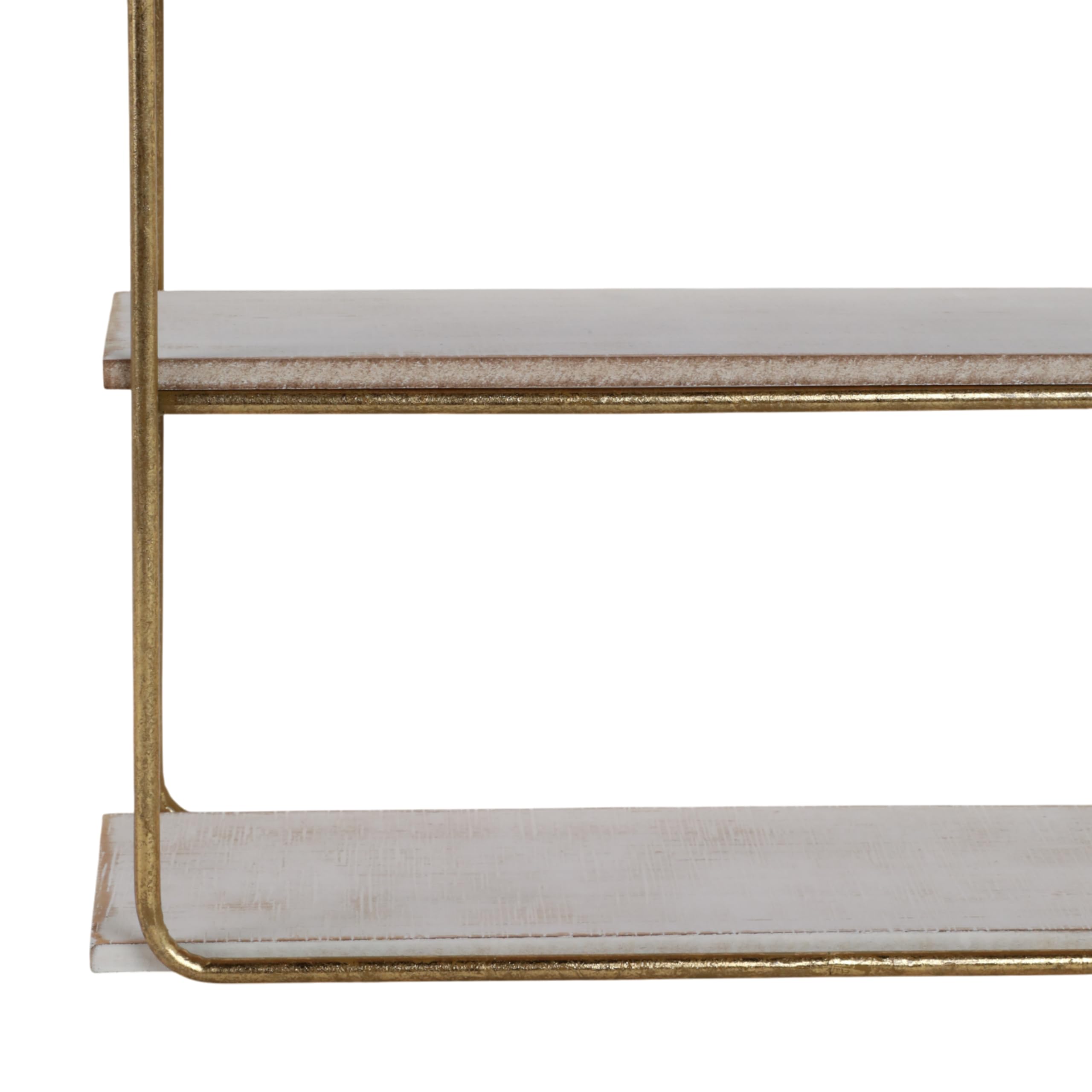 Sagebrook Home 3-Tier Wall Shelf - Gold Metal & Wood Floating Shelves for Living Room, Bathroom, Bedroom Decor - Modern Storage & Display Solution