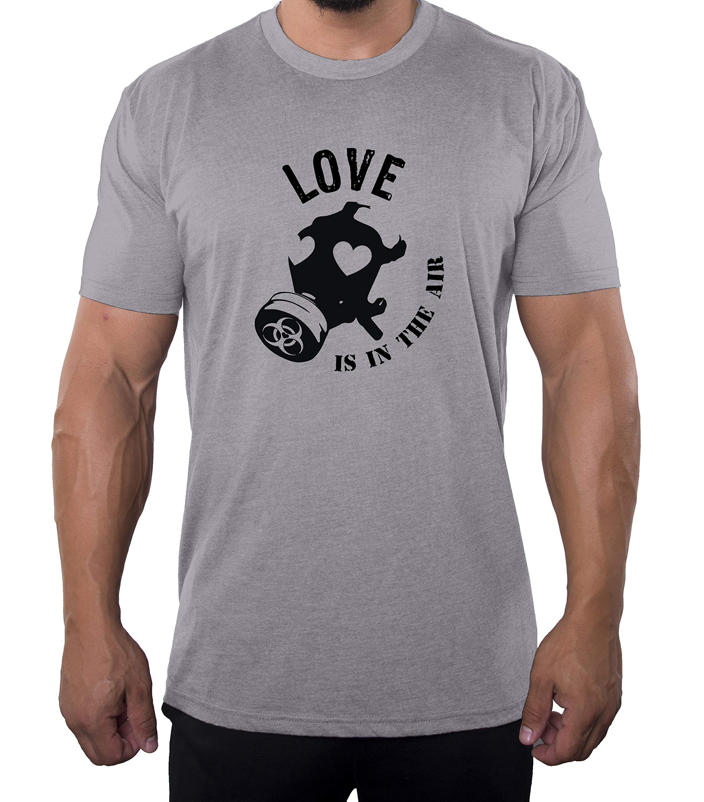 Love is in The Air Gas Mask Graphic T-Shirt for Men - Valentine's Day Funny Novelty Tee - Perfect for Casual Wear, Gifts & Couples Outfits