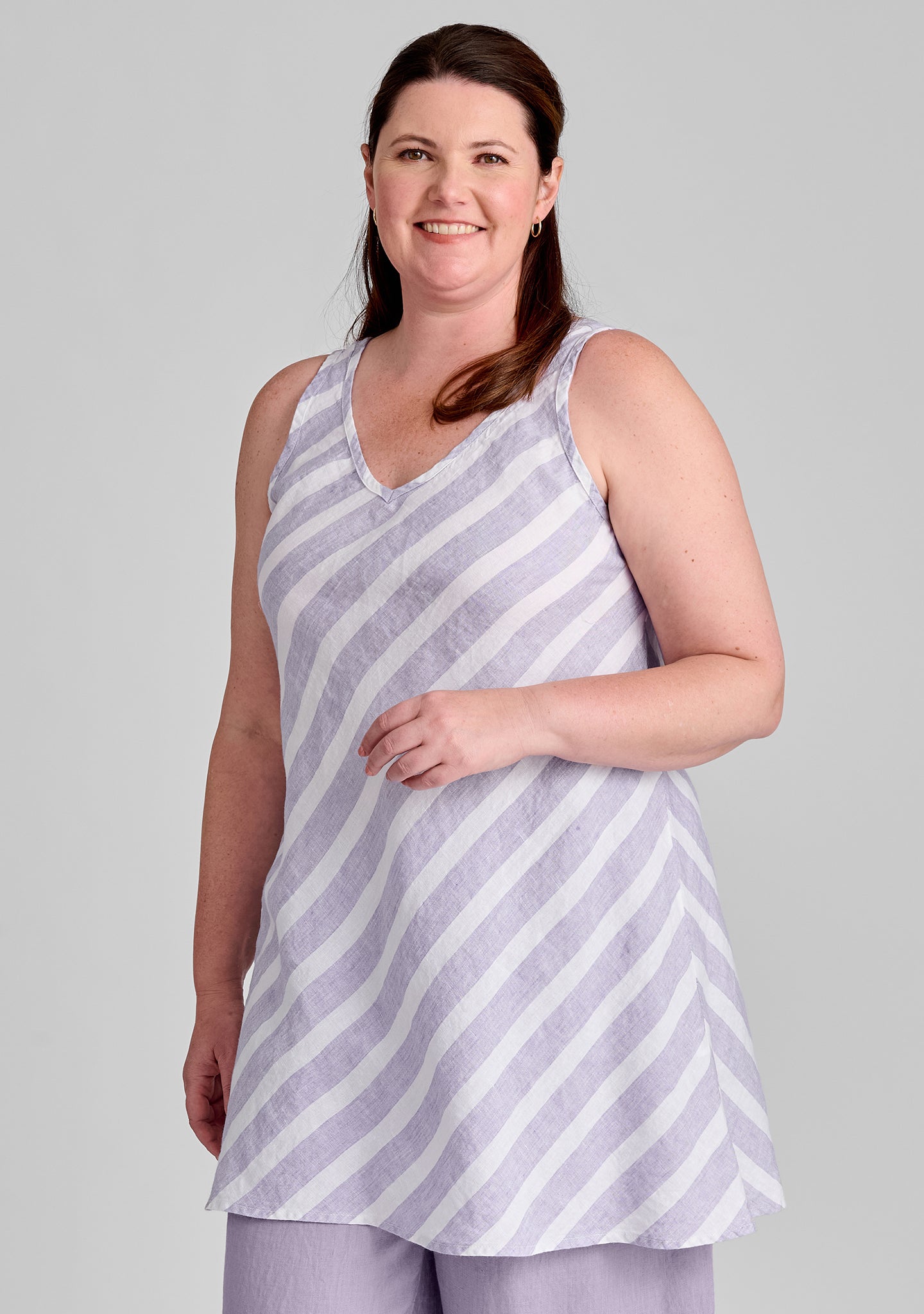 Two-Way Bias Tunic Linen Tank Top for Women - Breathable Summer Casual Wear for Beach, Office & Vacation Outfits