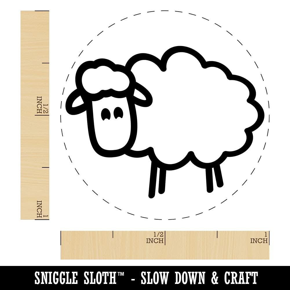 Self-Inking Rubber Stamp with Sheep Doodle Design - 1 Inch Medium Stamp for Crafting, Planners, Journals - Red Ink - Perfect for DIY Projects, Scrapbooking & Office Use