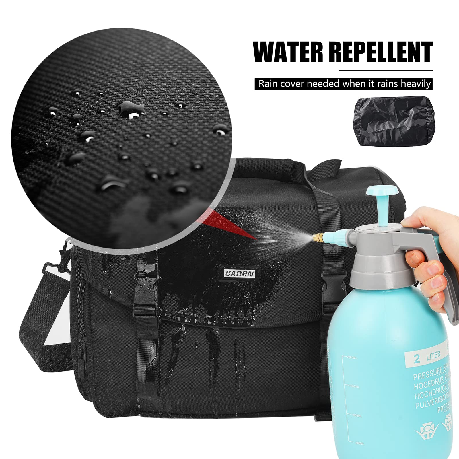 Waterproof DSLR Camera Shoulder Bag with Tripod Holder - Compatible with Nikon, Canon, Sony Mirrorless & SLR Cameras - Durable Messenger Case for Travel, Hiking & Photography (Black, Large)