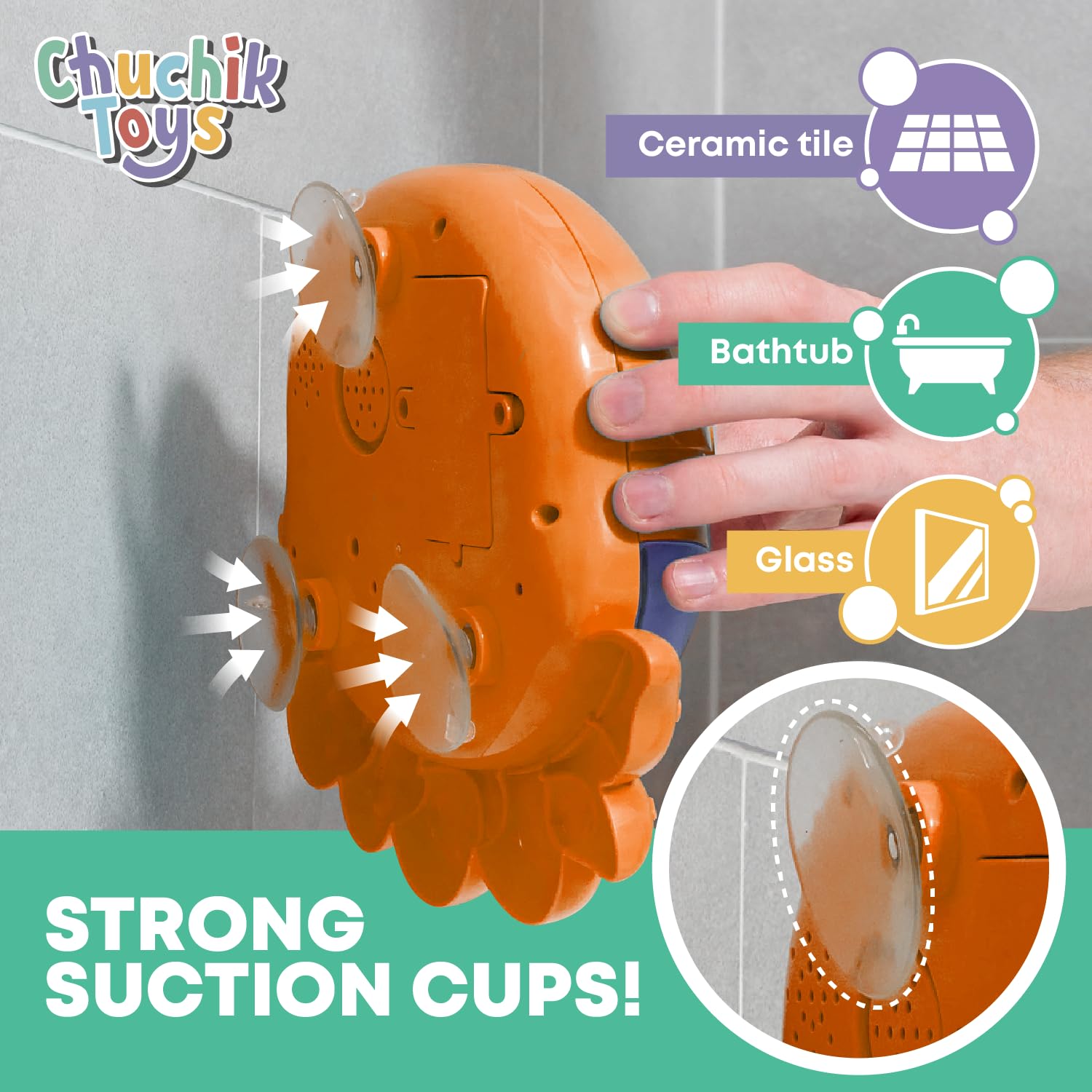 Chuchik Bubble Bath Maker for Kids - Automatic Bubble Blower with 24 Fun Children's Songs | Interactive Bath Toy for Toddlers & Babies | Great Gift for Birthdays & Holidays | Orange Octopus Design | Perfect for Bathtime Fun & Sensory Play