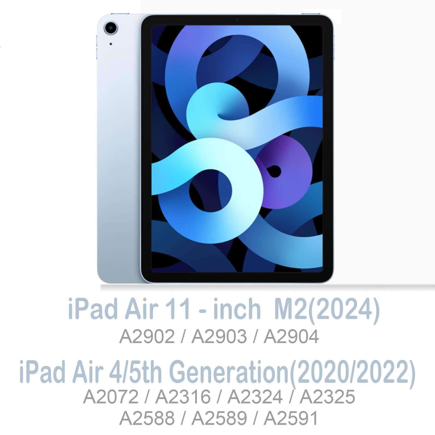 Slim Protective Case for iPad Air 11-inch (M3 2025/M2 2024) & iPad Air 10.9-inch (5th/4th Gen) - Clear Blue Marble Design with Apple Pencil Holder & Auto Sleep/Wake - Perfect for Work, School & Travel