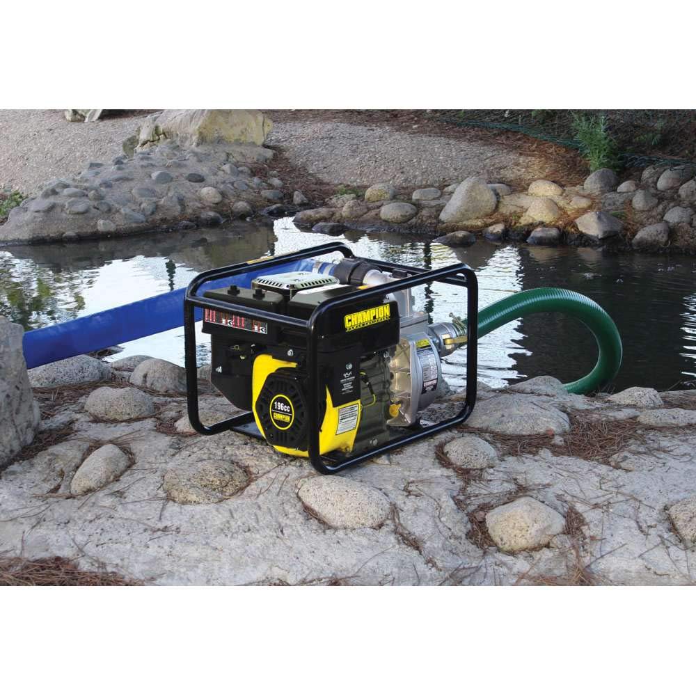 Champion 2-Inch Gas-Powered Water Transfer Pump with Hose & Wheels - Portable Semi-Trash Pump for Flooding, Construction, Irrigation & Pool Draining