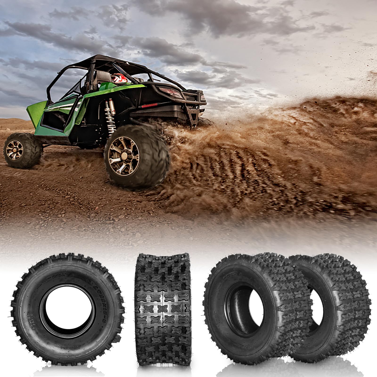 22x10-9 ATV Tires - Heavy Duty 6PR Tubeless All Terrain Tires for ATV/UTV Sports (Set of 2) - Perfect for Off-Road, Mud, Sand & Trail Riding Adventures