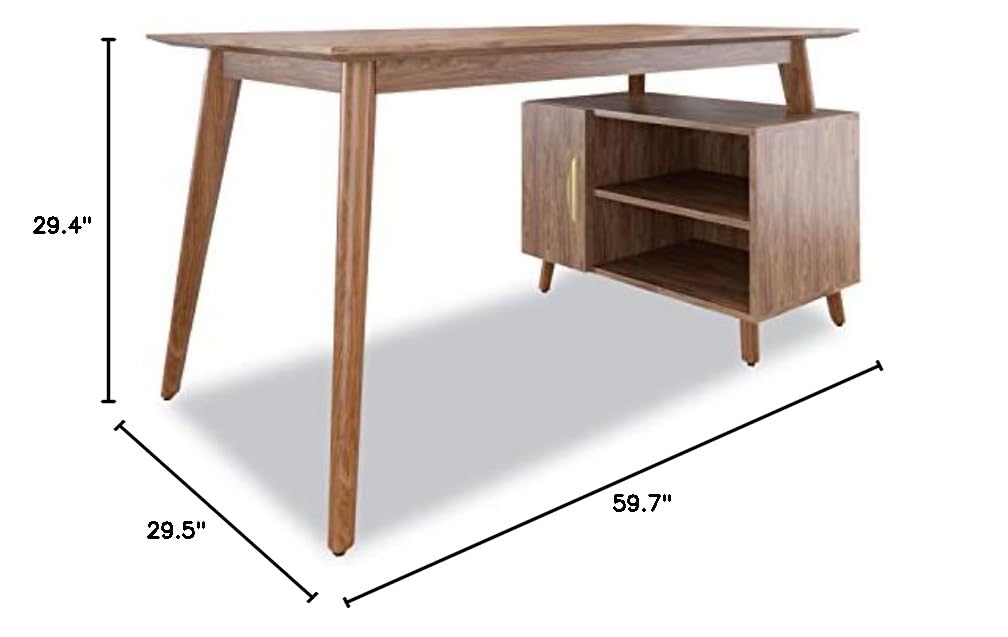 Union & Scale Mid-Century Modern Storage Desk with Gold Pull Handles - 59.7