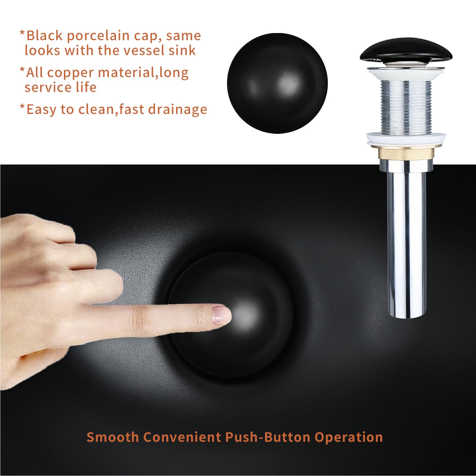 Matte Black Oval Vessel Sink with Gold Trim for Bathroom Countertop - Ceramic Above Counter Sink for Modern Bathrooms