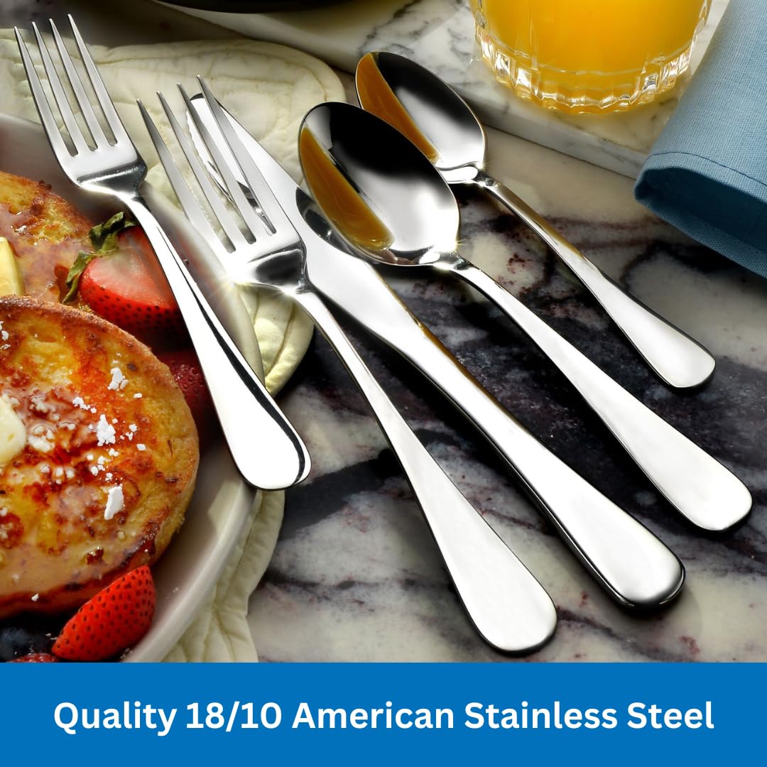 12-Piece Stainless Steel Salad Forks & Dessert Forks Set | 18/10 Mirror Finish | Dishwasher Safe | Made in USA | TAA & HubZone Compliant | Perfect for Dinner Parties, Picnics & Formal Dining