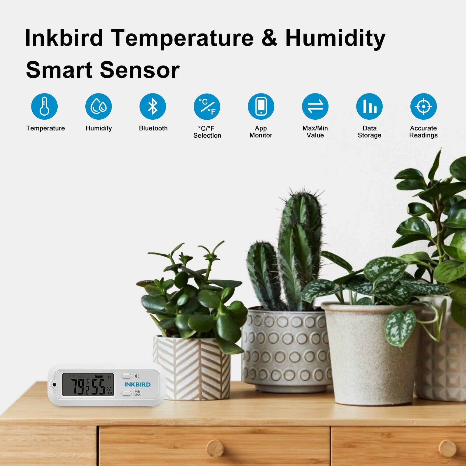 Bluetooth Digital Hygrometer Thermometer ITH 12S - Wireless Temperature & Humidity Monitor for Home, Greenhouse, Wine Cellar & Baby Room