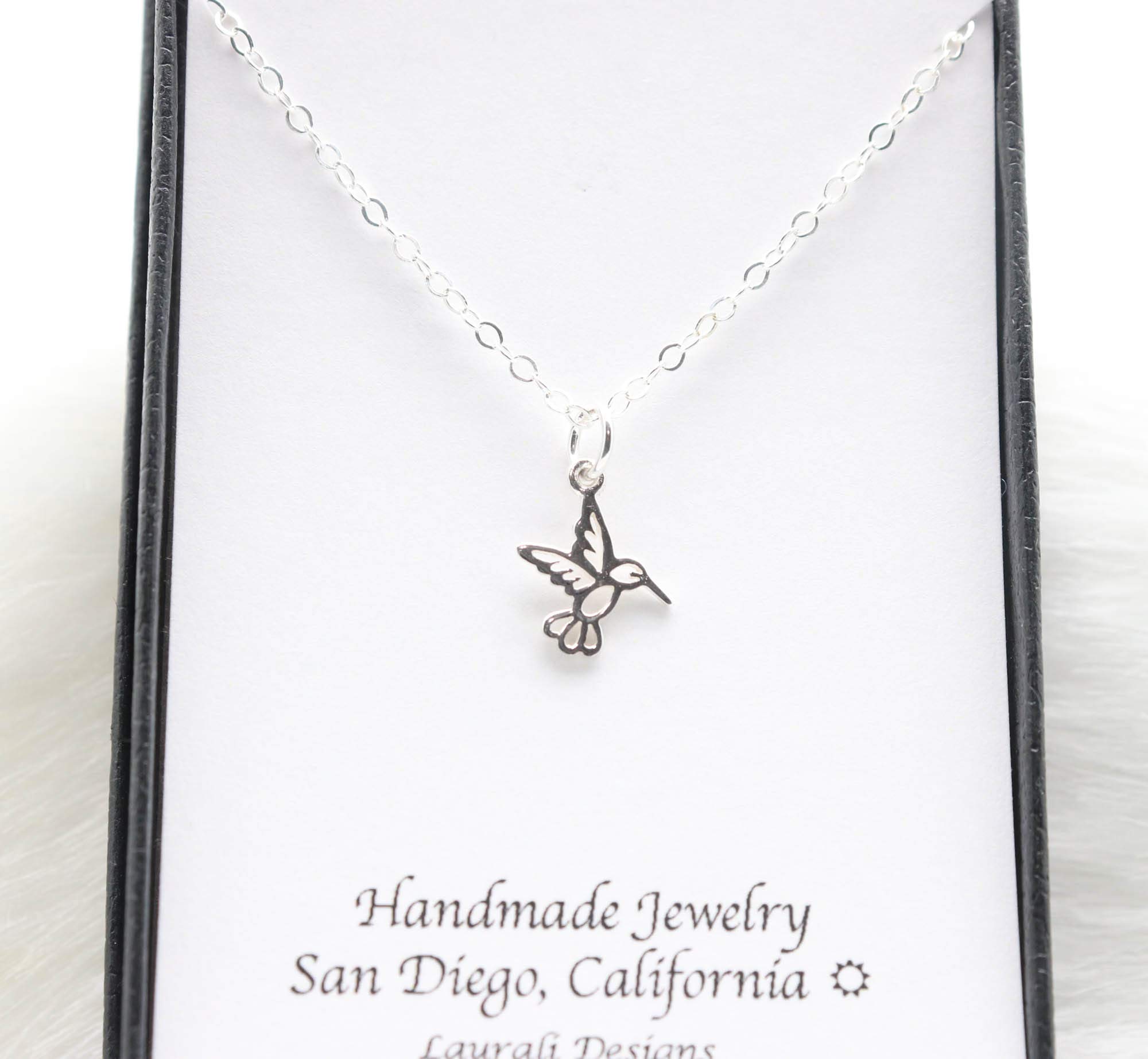Tiny Hummingbird Sterling Silver Charm Necklace - Delicate Bird Pendant Jewelry for Women - Perfect for Gifts, Anniversaries & Everyday Wear