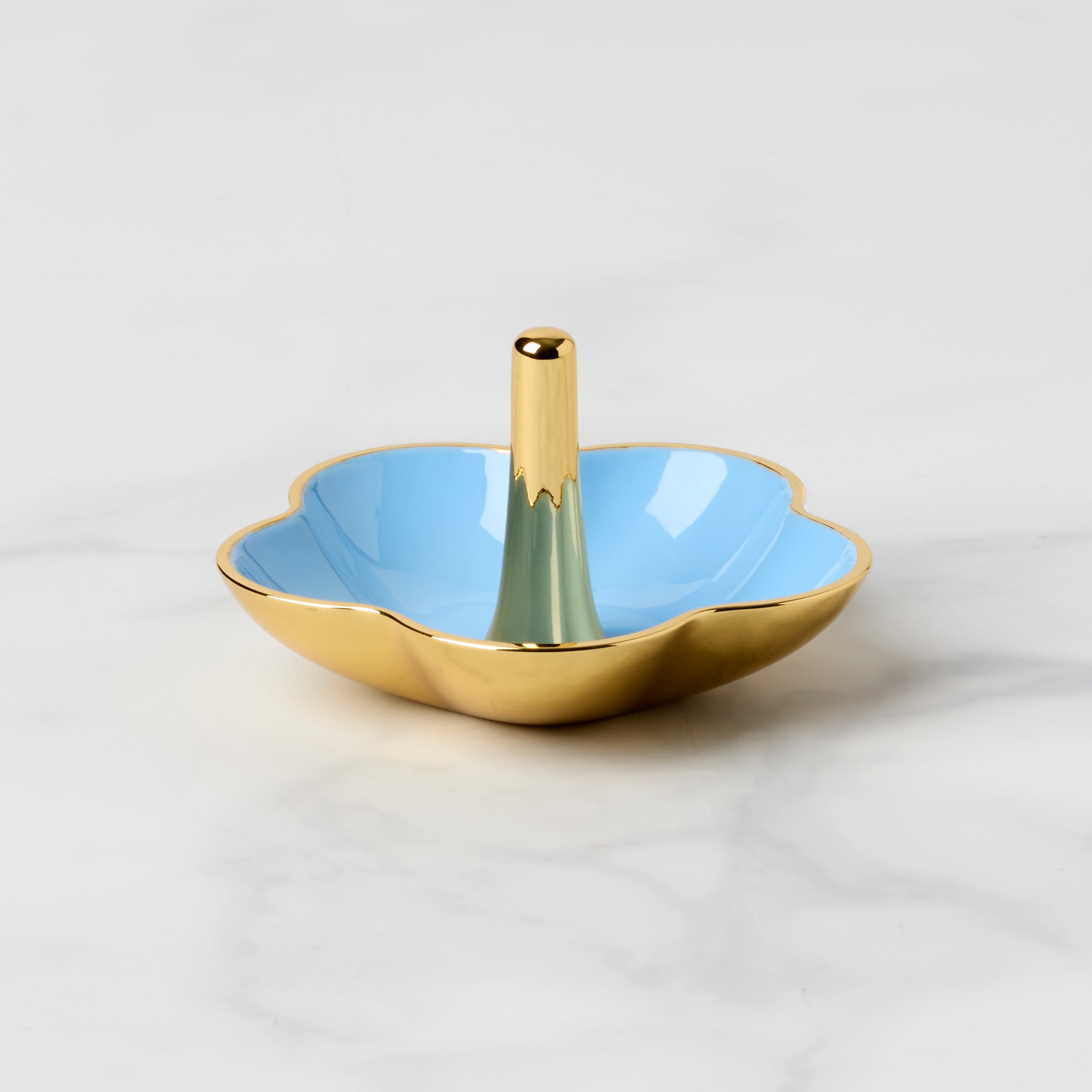 Stylish Blue Metal Ring Dish - Elegant Jewelry Holder for Rings, Earrings & Small Accessories | Perfect for Vanity, Bathroom & Nightstand Organization