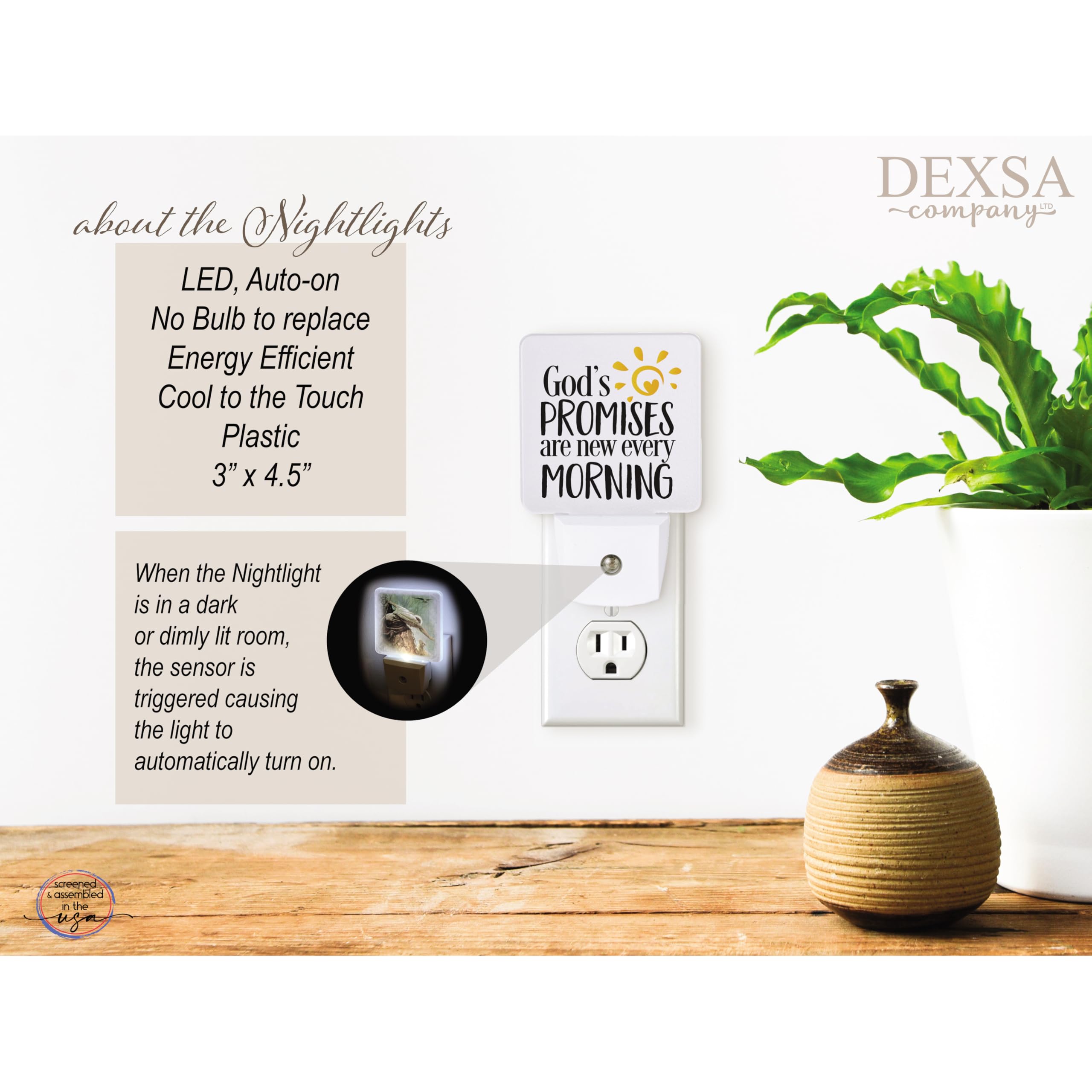 Auto ON/Off Plug-in LED Night Light - Energy Efficient, Safe & Automatic Nightlight for Bedroom, Hallway, Nursery | Perfect for Kids, Elderly & Home Safety - Dimmable Ambient Lighting