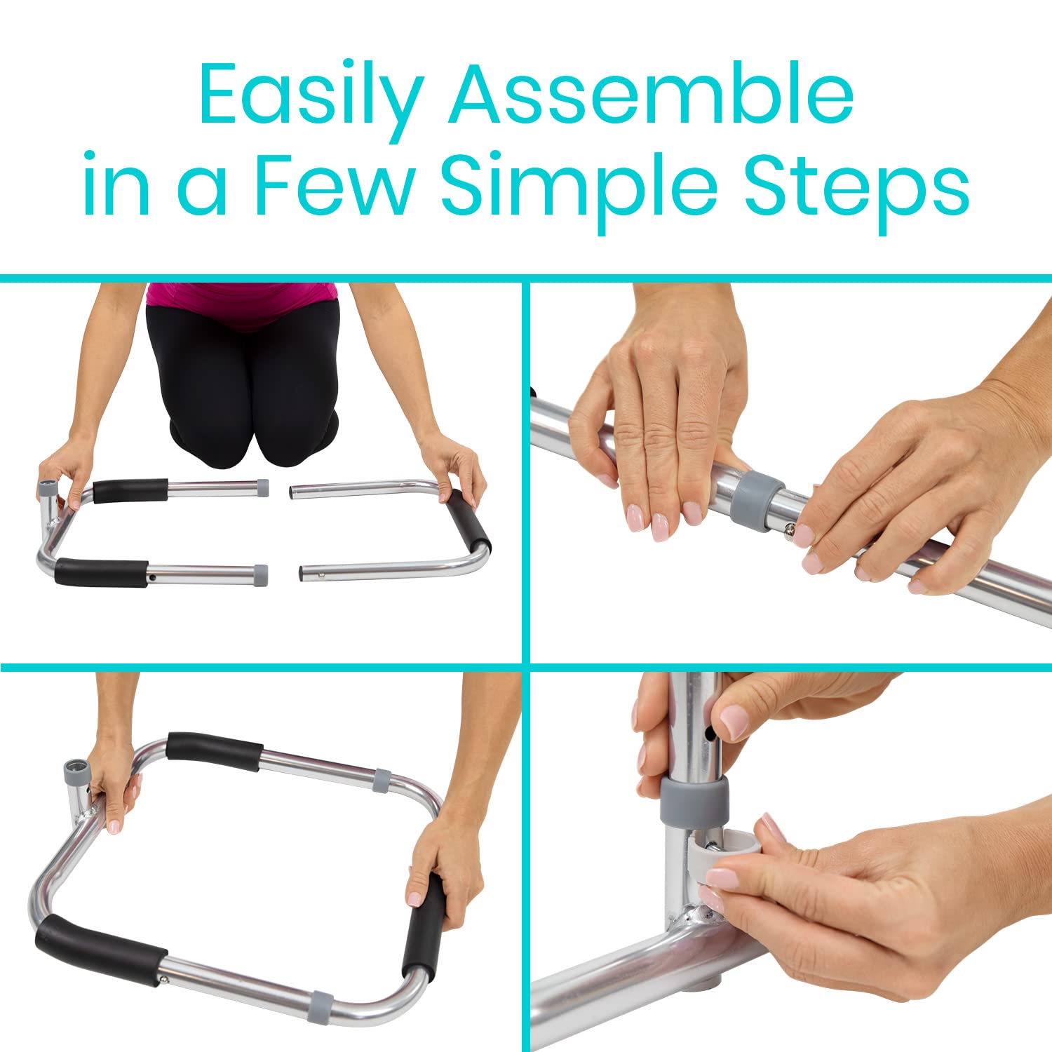 Vive Foot Assist Bed Rail for Elderly Adults - Adjustable Bed Cane & Safety Handle for Seniors - Bed Ladder Pull Up Alternative - Mobility Aid for Getting Out of Bed - Shoulder Injury Recovery Support - Sturdy Bedside Assist Bar for Sitting Up - Ideal for Home Care, Post-Surgery & Elderly Independence