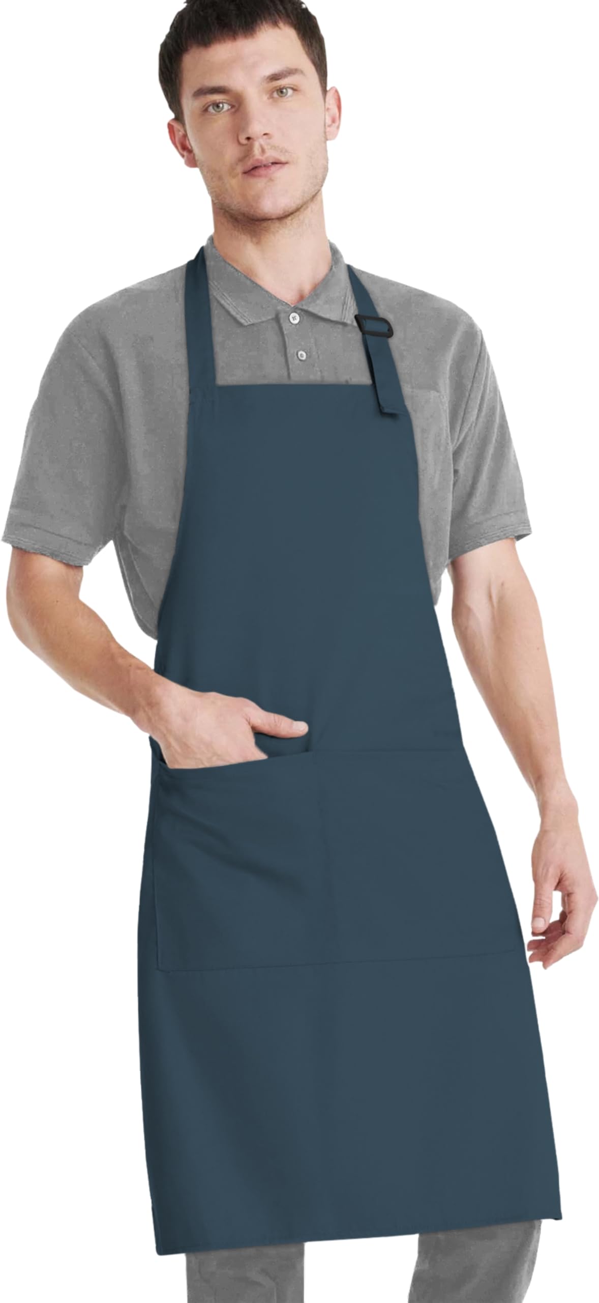 CRASOME Adjustable Apron for Men & Women - Chef Cooking, Restaurant, Gardening, Workshop & Barber Use with 2 Pockets - Perfect for Kitchen, BBQ, Grilling & DIY Projects