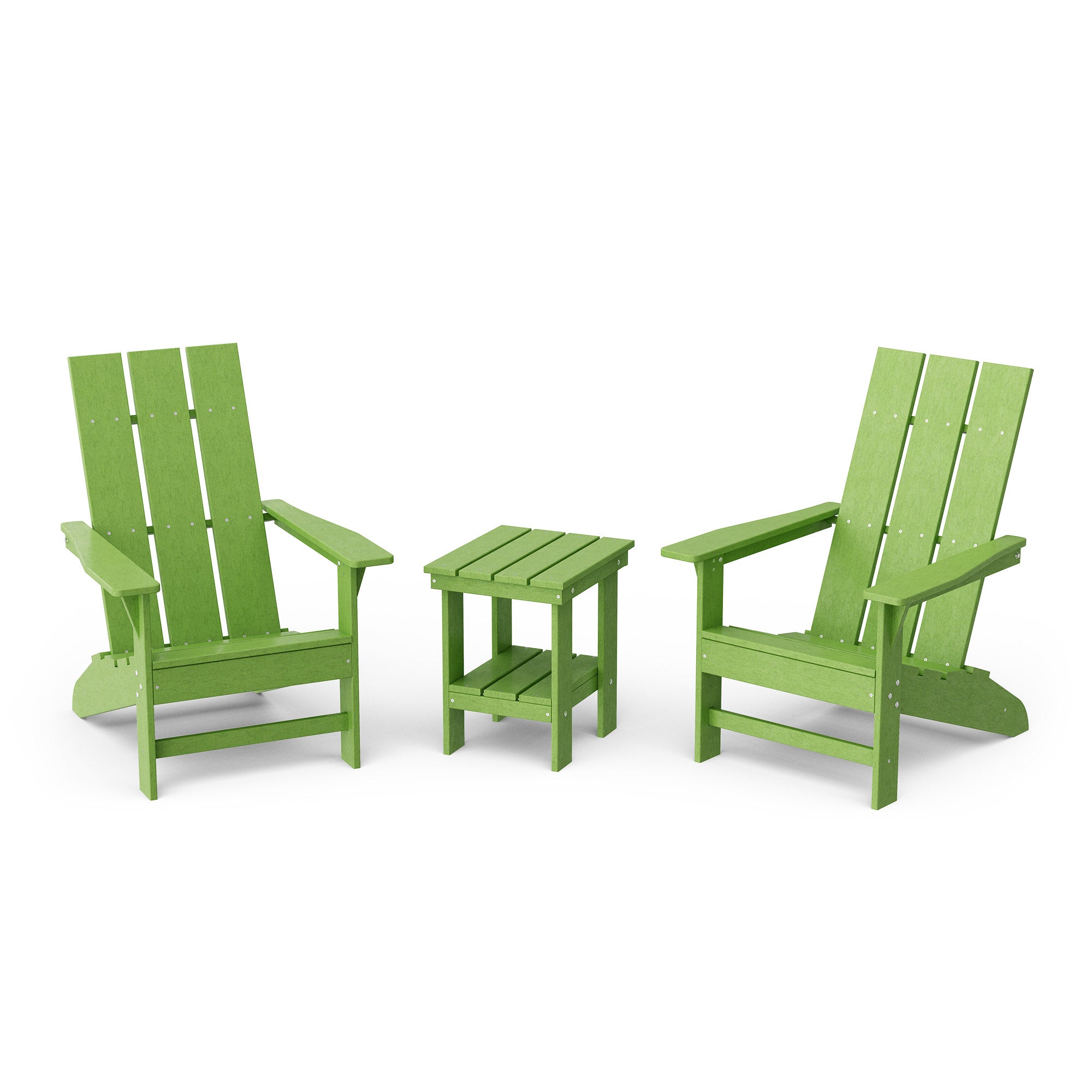 Freedom 3-Piece Modern Adirondack Chair Set with Side Table - Outdoor Patio Furniture for Backyard, Garden & Poolside Relaxation