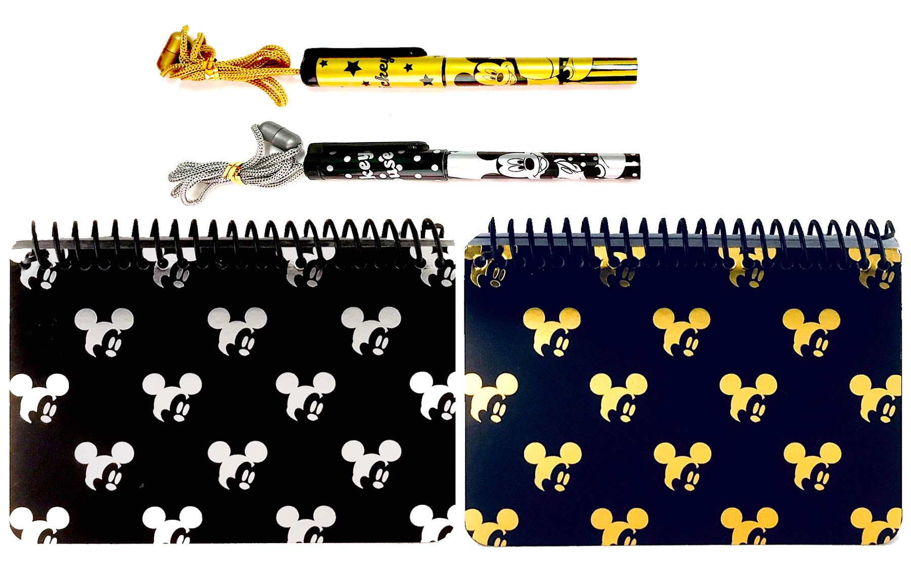 Disney Mickey Mouse Spiral Autograph Book Set - 2 Signature Books with 2 Necklace Pens (Smallhead Design) for Collectors, Fans, and Special Events