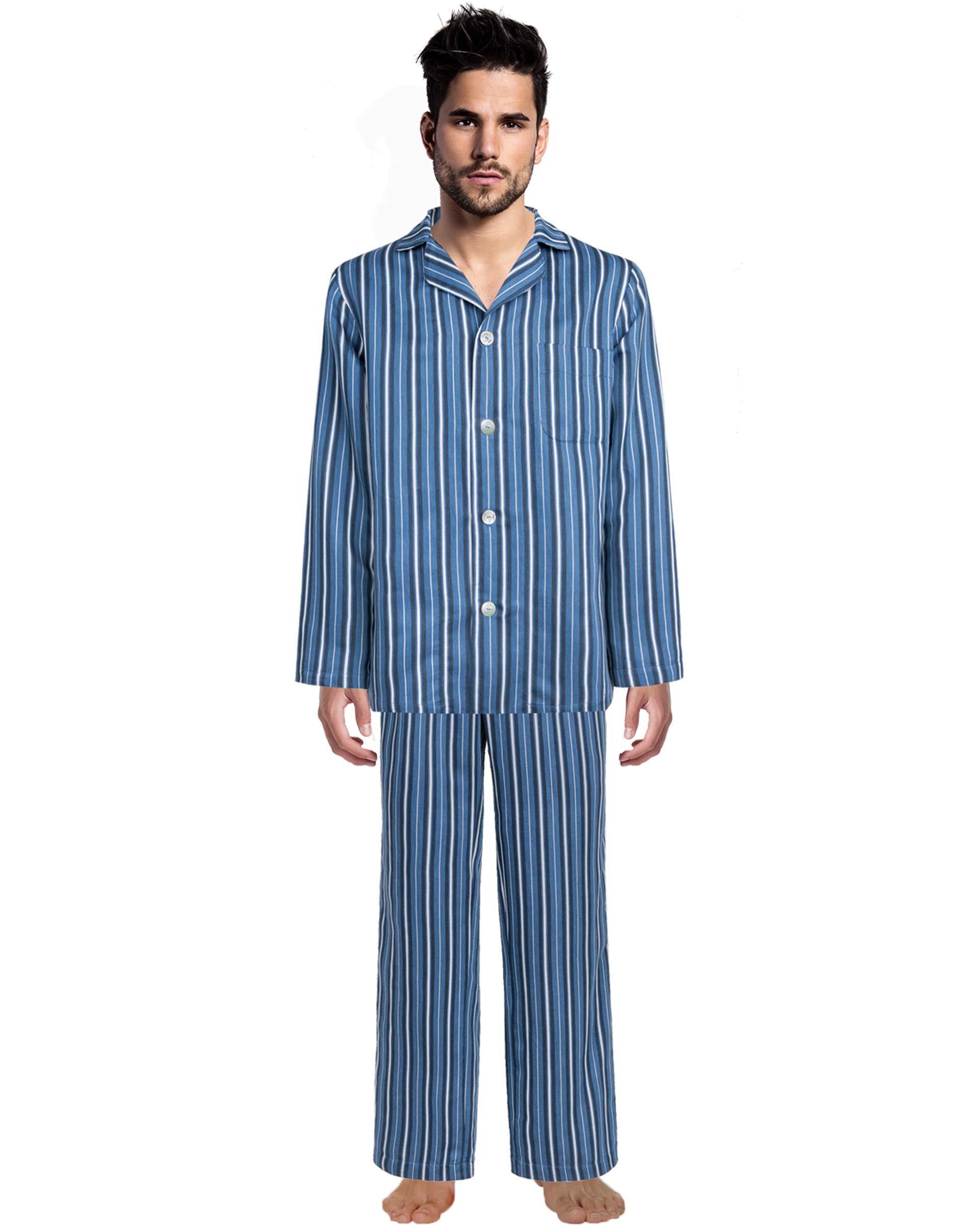 Armani International Men's Night & Day Pajama Set - Premium Striped Blue Sleepwear Made in Europe | Comfortable Lounge & Sleepwear for Home & Travel
