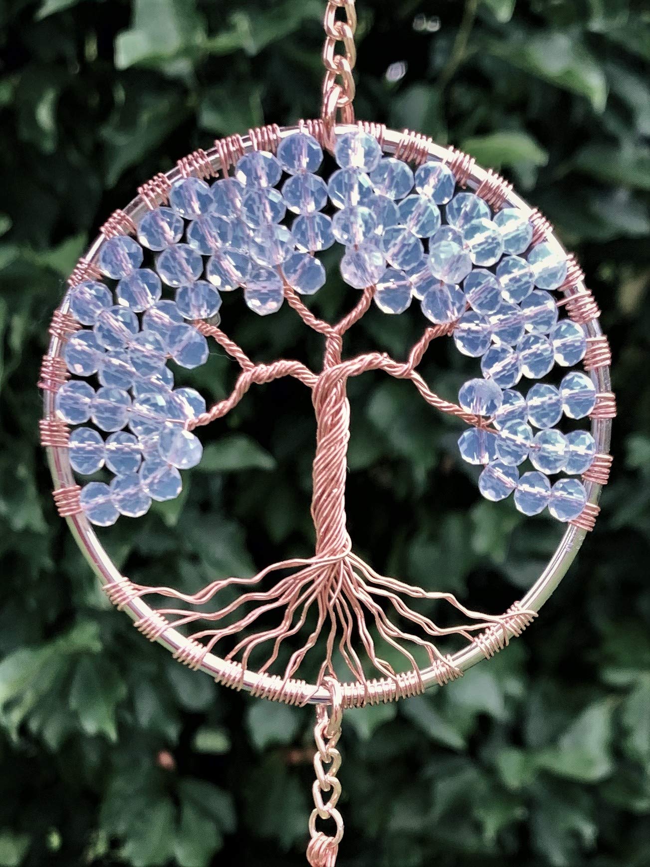Crystal Tree of Life Sun Catcher - Moonstone & Quartz Window Ornament with Wire Wrapped Prism | Spiritual Home Decor for Living Room, Bedroom & Office | Gifts for Yoga & Meditation Lovers