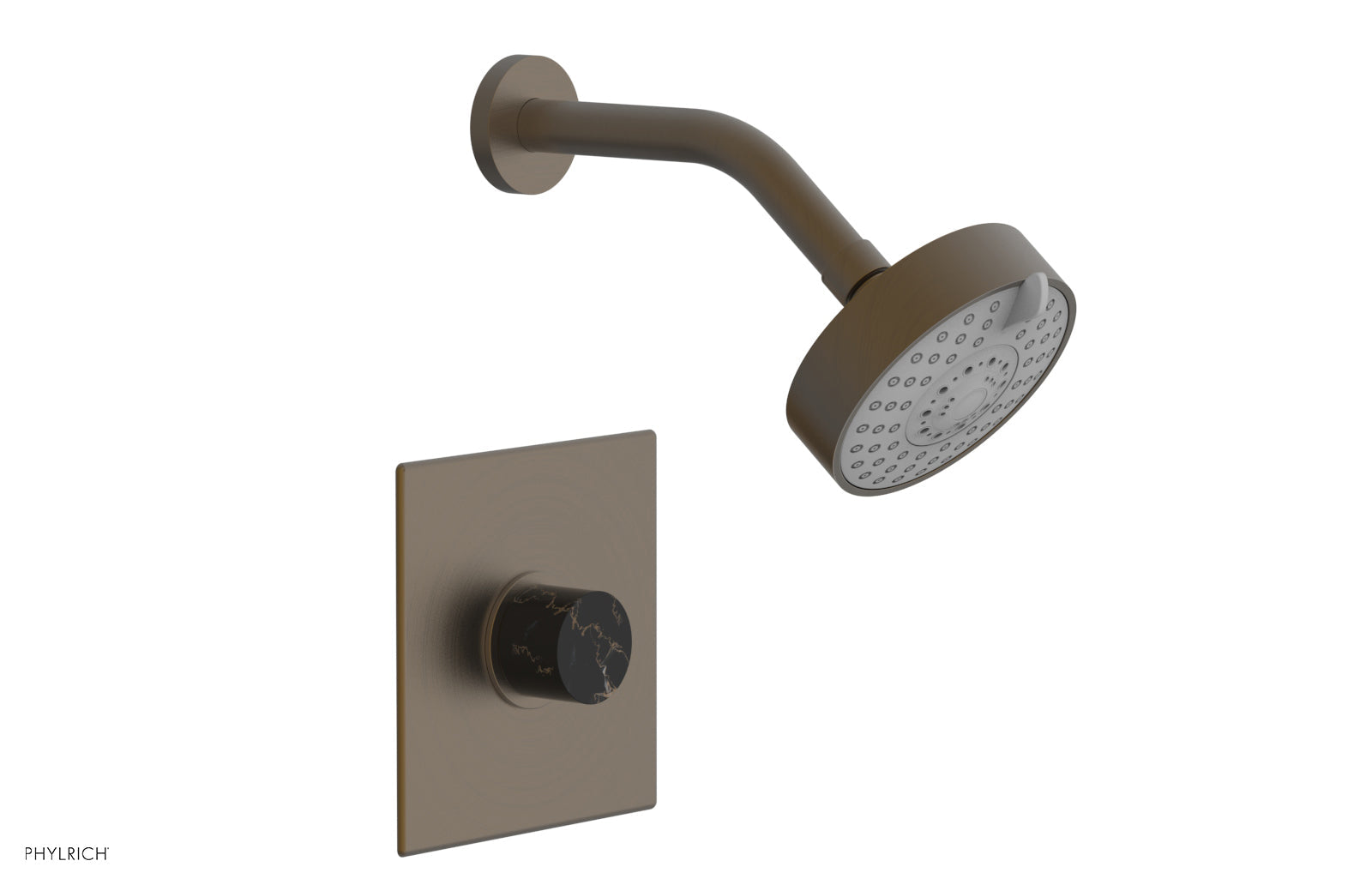 BASIC II Pressure Balance Shower Set with Black Marble Handle - 230S 23 Series for Modern Bathroom & Spa Experience