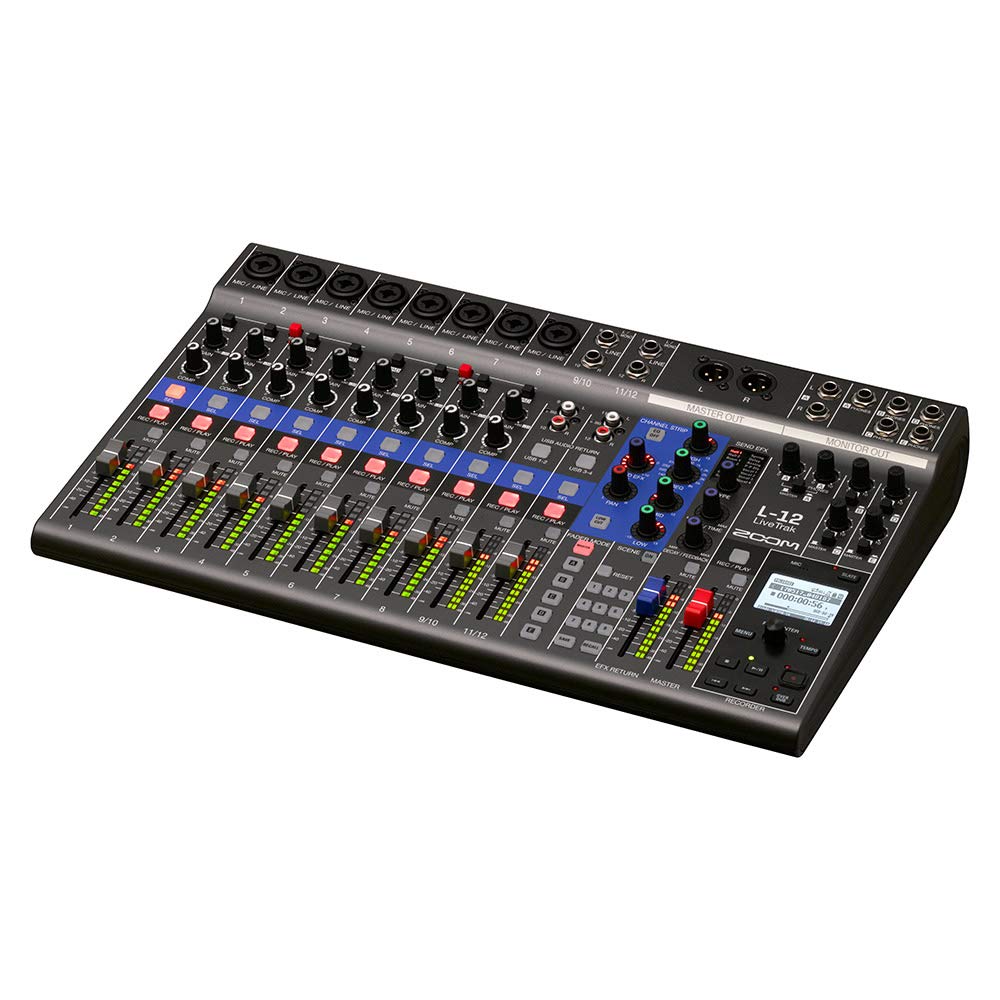 Zoom LiveTrak L-12 Digital Mixer with Case, Cables & Headphones - Professional Audio Mixing for Live Performances, Podcasting & Studio Recording