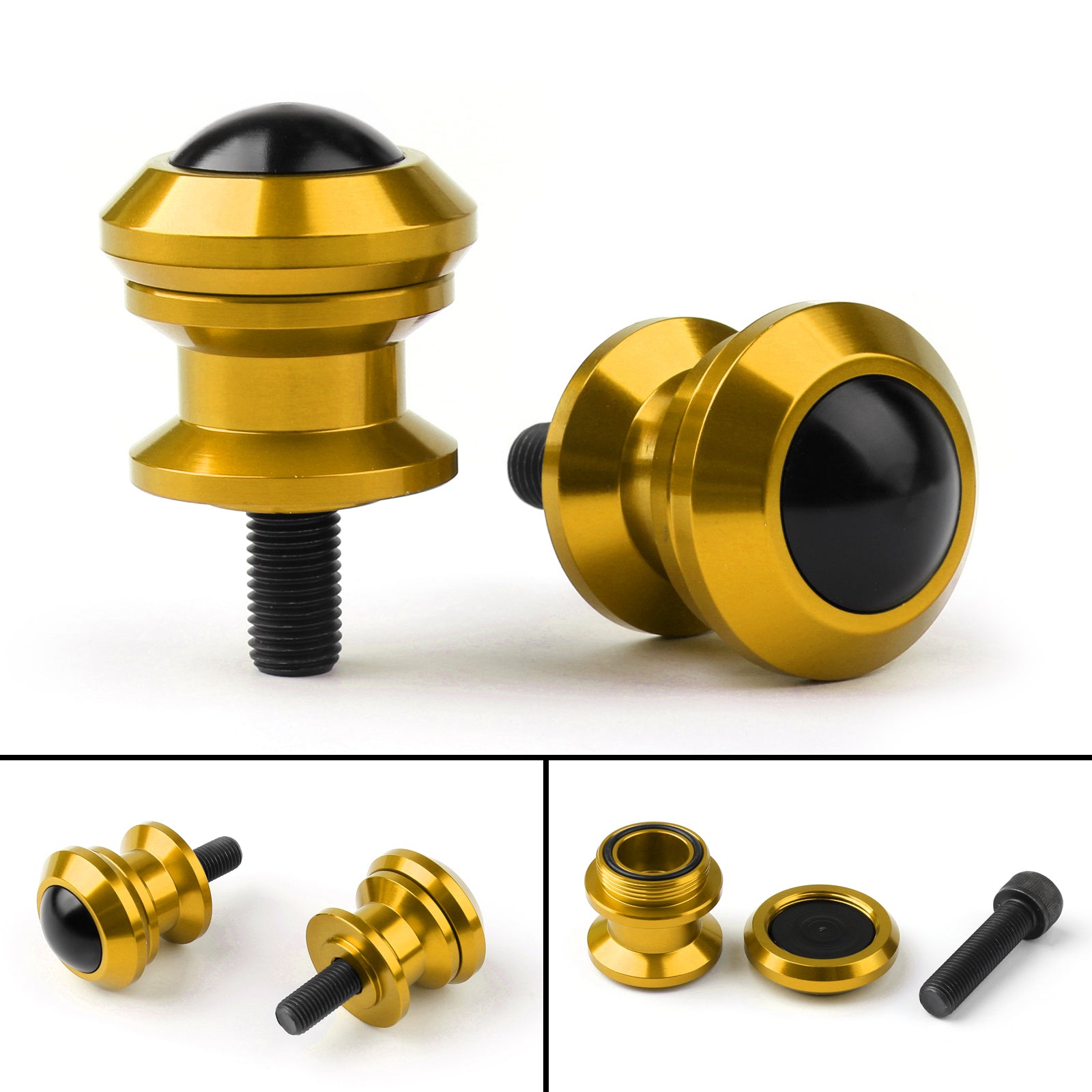 10mm Billet Aluminum Swingarm Spools Sliders for Kawasaki Ninja 250R 300 400 650 1000 ZX6R ZX10R - 7 Color Options - Motorcycle Protection for Parking & Maintenance