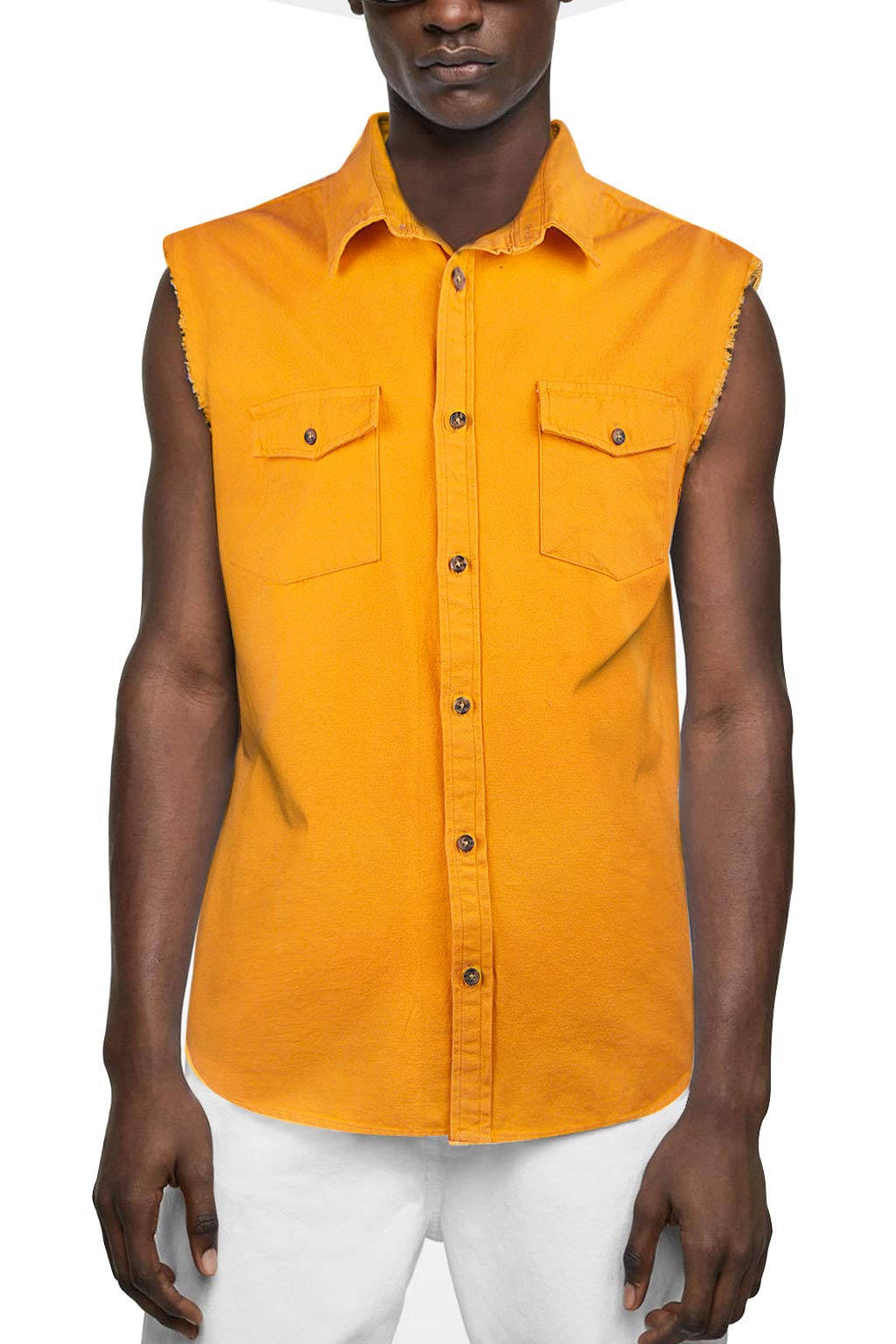 Nutexrol Men's Sleeveless Denim Cotton Biker Vest with 2 Front Pockets - Casual Motorcycle Riding & Outdoor Summer Fashion Wear