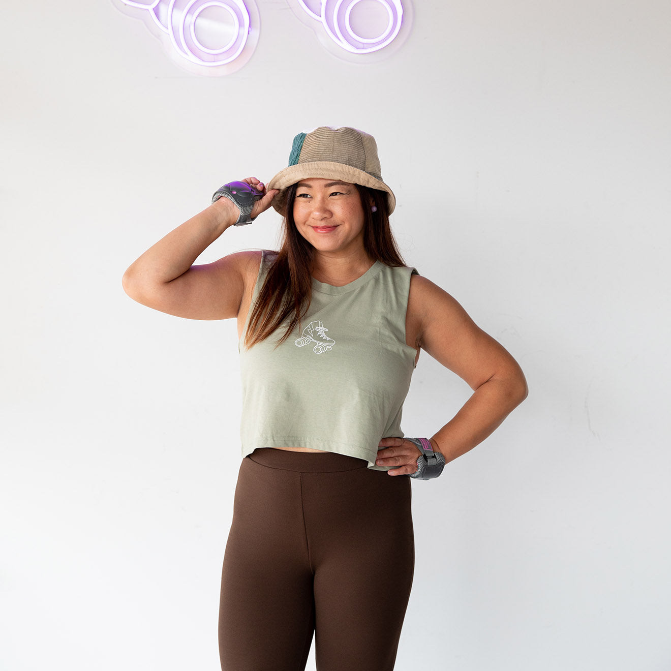 RollerFit Classic Skate Tank Top - Women's Pistachio Green Workout Shirt for Roller Skating, Yoga & Gym - Breathable & Comfortable Activewear