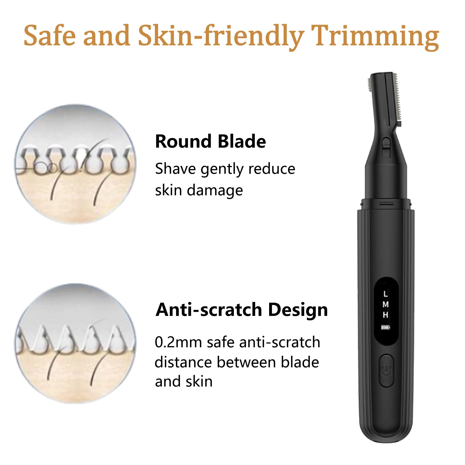 Electric Eyebrow Trimmer for Women & Men - Painless Rechargeable Facial Hair Shaver with Detail Trimmer for Eyebrows, Face, Lips, Armpits, Legs & Body (Black) | Perfect for Grooming, Travel & Quick Touch-Ups