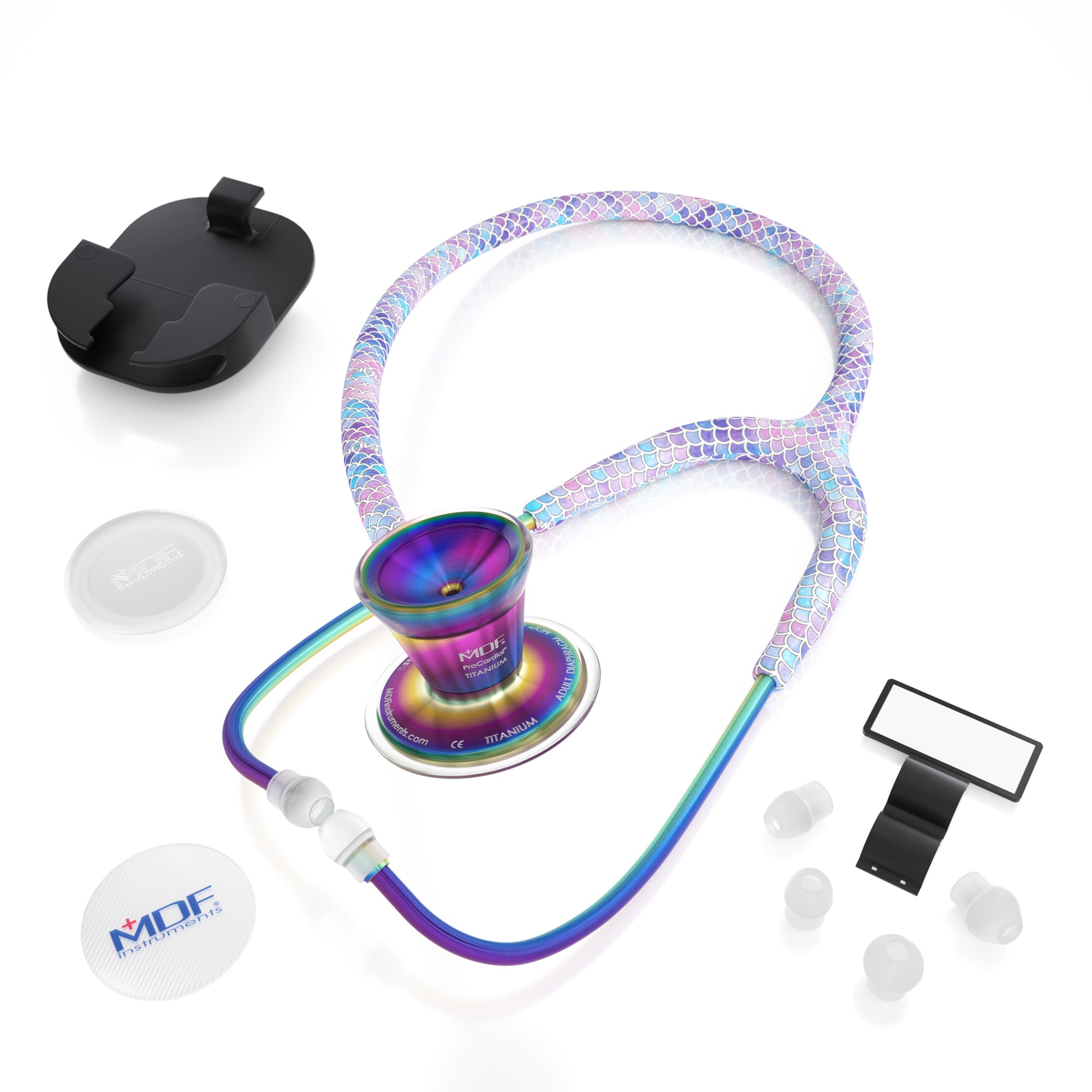 ProCardial® Titanium Cardiology Stethoscope - Premium Medical-Grade Stethoscope for Doctors & Nurses - Baby Mermaid/Kaleidoscope Design - Ideal for Pediatric Care, Medical Exams & Clinical Use