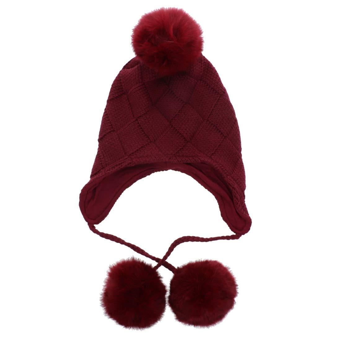 Motique Kids Winter Beanie Hat with Long Pom Poms - Warm Knit Hat for Boys & Girls - Perfect for Snow Play, Skiing & Outdoor Winter Activities