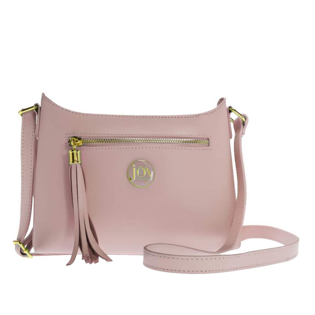 JOY E Lite Couture Genuine Leather RFID Blocking Crossbody Purse for Women - Blush Pink Small Shoulder Bag | Perfect for Work, Travel & Everyday Use