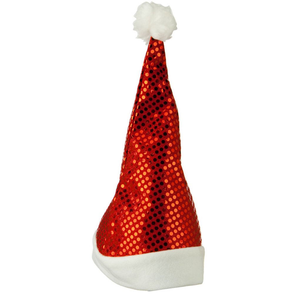 Sparkling Red Sequin Santa Hat with White Trim - One Size Fits Most (OSFM) for Christmas Parties, Holiday Photos & Festive Celebrations