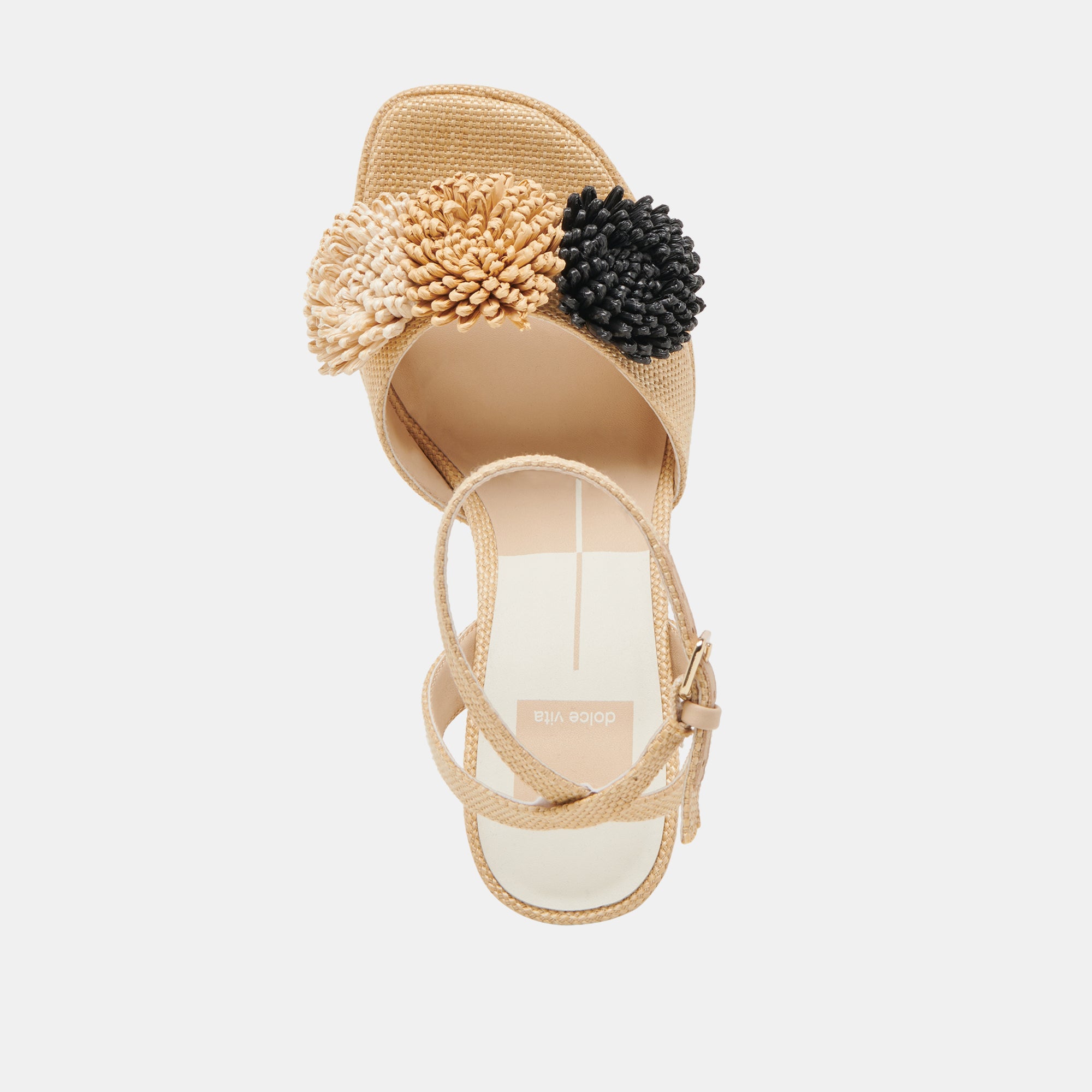 OLIVEA Women's Black Natural Raffia High Heels - Comfortable Summer Wedge Sandals for Beach, Wedding & Party