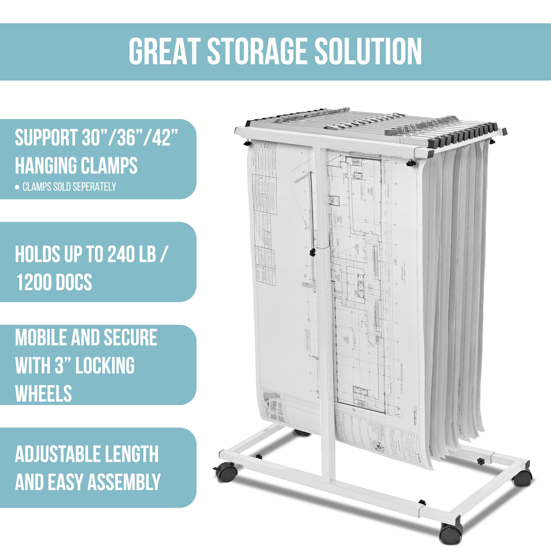 Adjustable Blueprint Holder & Construction Plan Organizer - Jobsite & Office Storage Rack for Architects, Engineers & Contractors (Ideal for Construction Sites, Design Studios & Project Management)