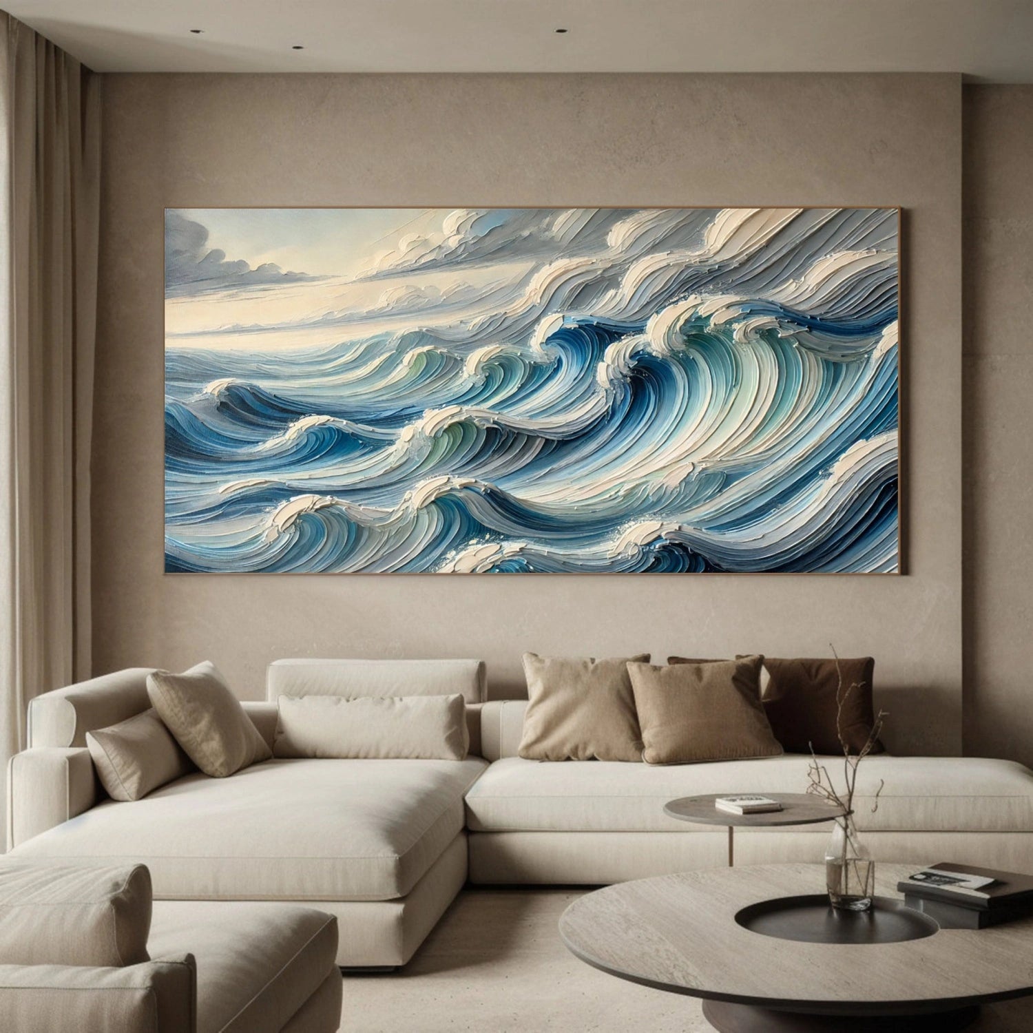 Ocean and Sky Painting #OS 232 - Handmade Canvas Wall Art for Home & Office Decor - Perfect for Living Room, Bedroom or Gift