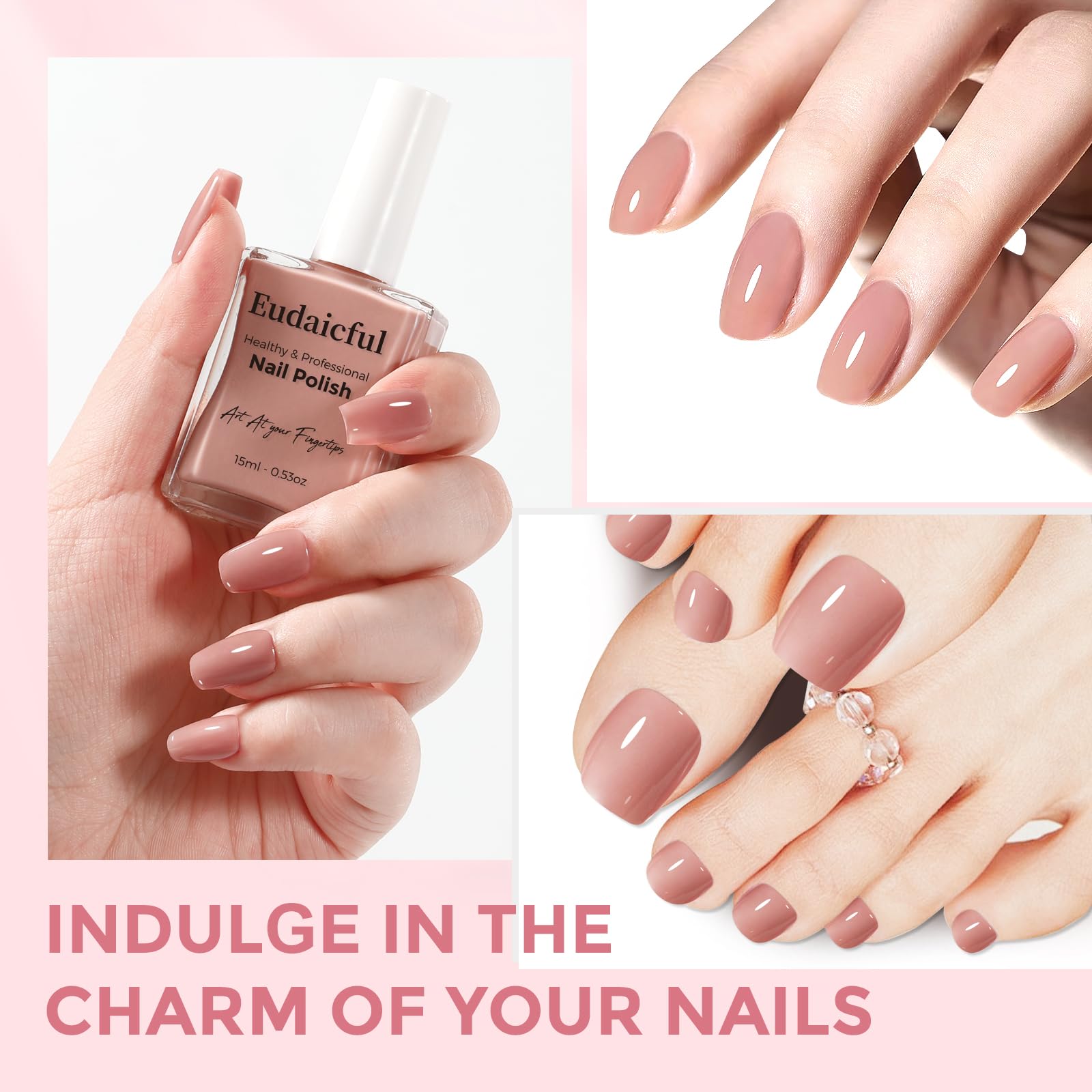 Nude Nail Polish - Quick Dry Regular Nail Lacquer for Women, Non-Gel Air Drying Nail Strengthener, 15ML Nail Art Polish for Manicure & Home DIY | Perfect for Everyday Wear, Office & Special Occasions
