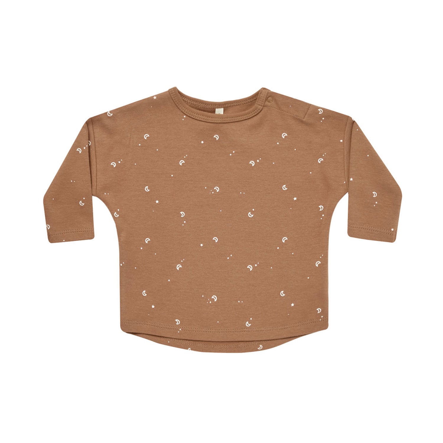 Long Sleeve T-Shirt with Moon Print in Cinnamon Color | Soft Cotton Casual Top for Women | Perfect for Everyday Wear, Layering & Fall Outfits