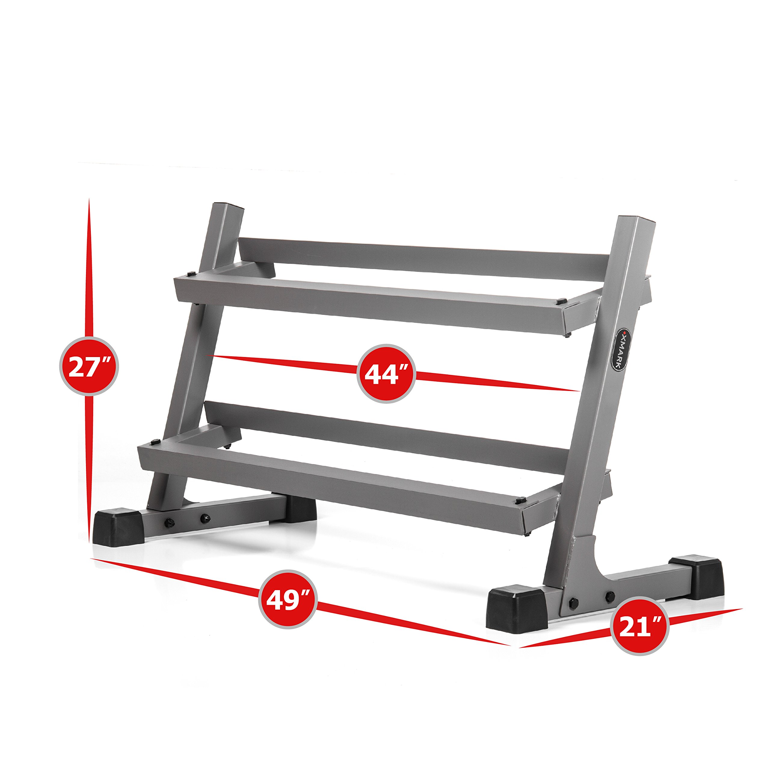 **XMARK 2-Tier Heavy Duty Dumbbell Storage Rack – Compact Weight Rack for Home Gym, Garage, or Fitness Studio – Gray or Black – Organize Dumbbells & Free Weights Efficiently**