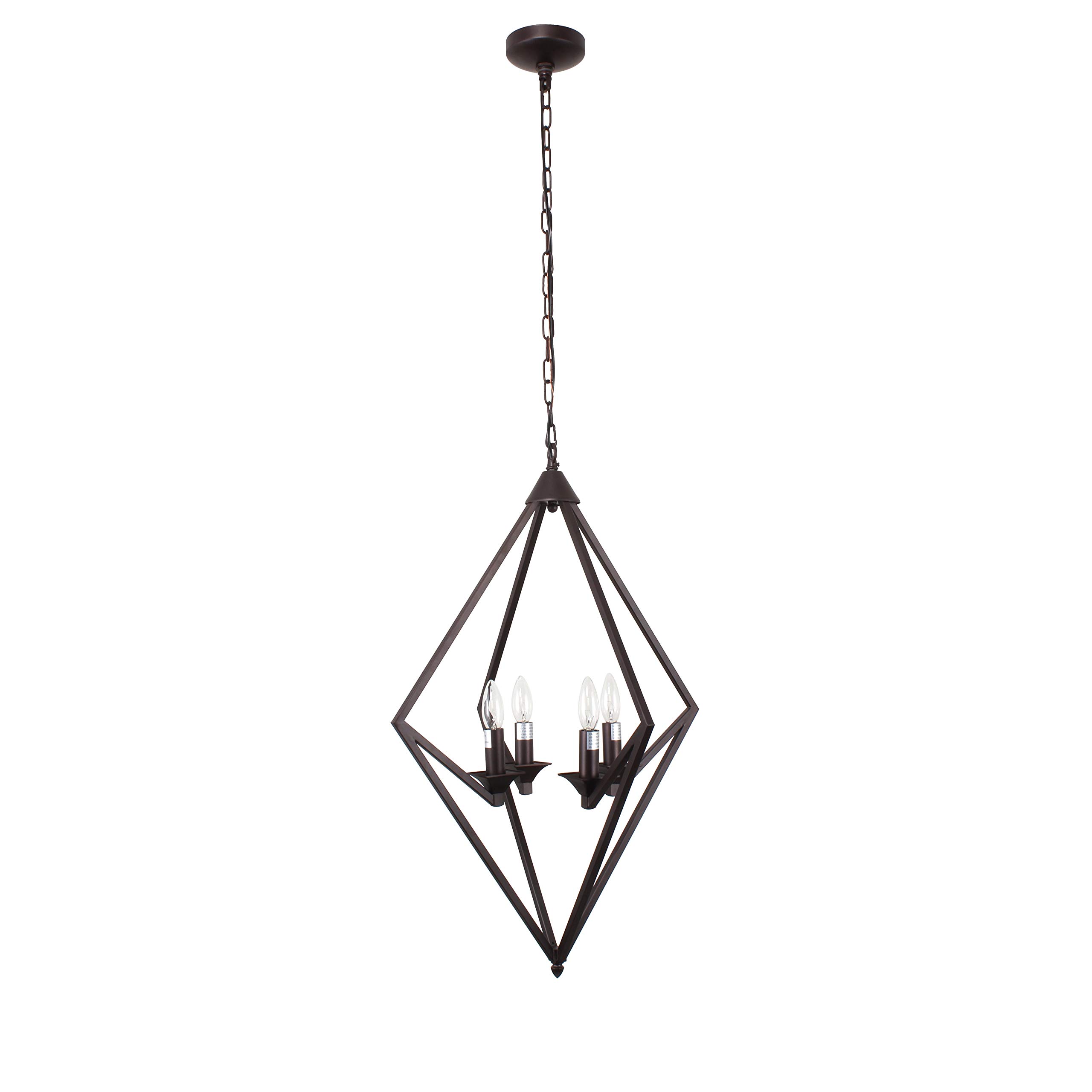 4-Light Transitional Ceiling Pendant in Rubbed Bronze - 19.5 Inch Wide - Perfect for Dining Room, Kitchen Island & Entryway Lighting