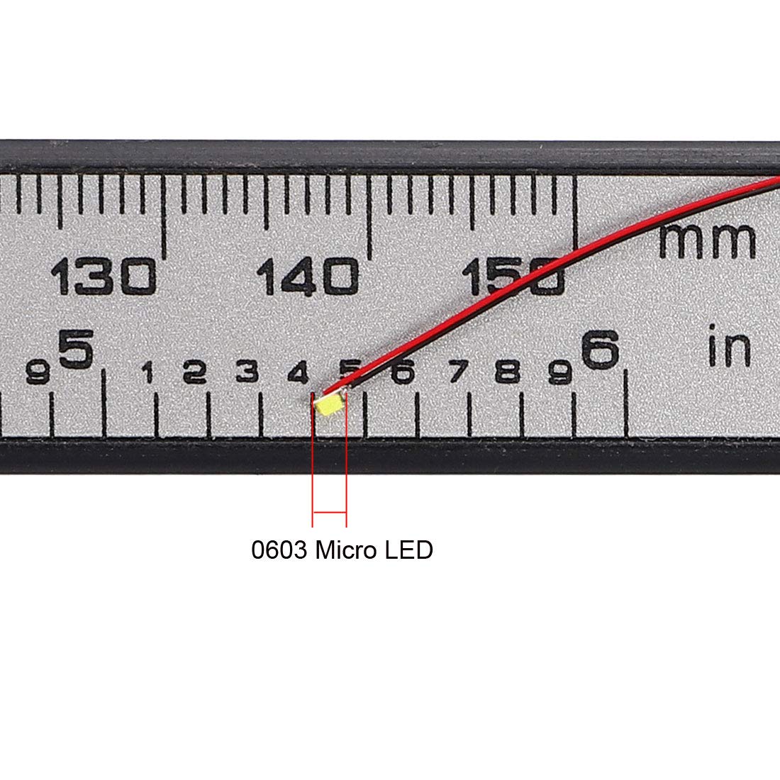 uxcell 10pcs Prewired 0603 White SMD LED Light Emitting Diodes - DC 6-18V Micro Wired Soldered Mini LED Lights with Resistor for Circuit Boards, DIY Electronics Projects, and Small Lighting Applications