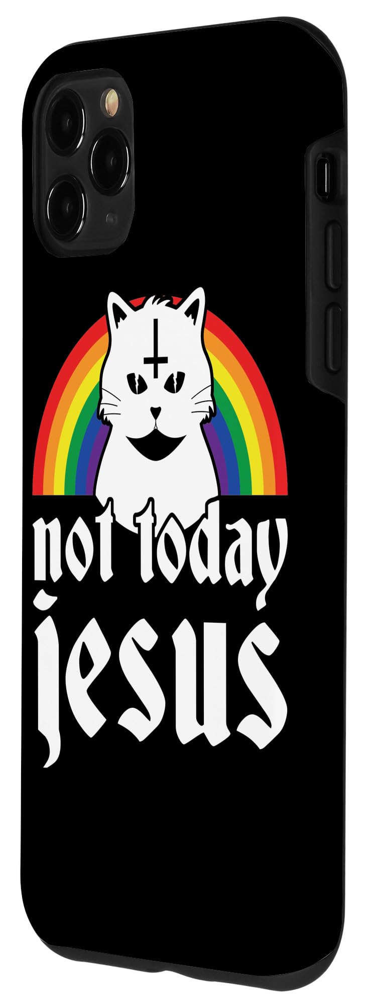 iPhone 11 Pro Max Case - Gothic Rainbow Satanic Cat Design - Perfect for Concerts, Gifts & Alternative Lifestyle (Shockproof Protective Cover)