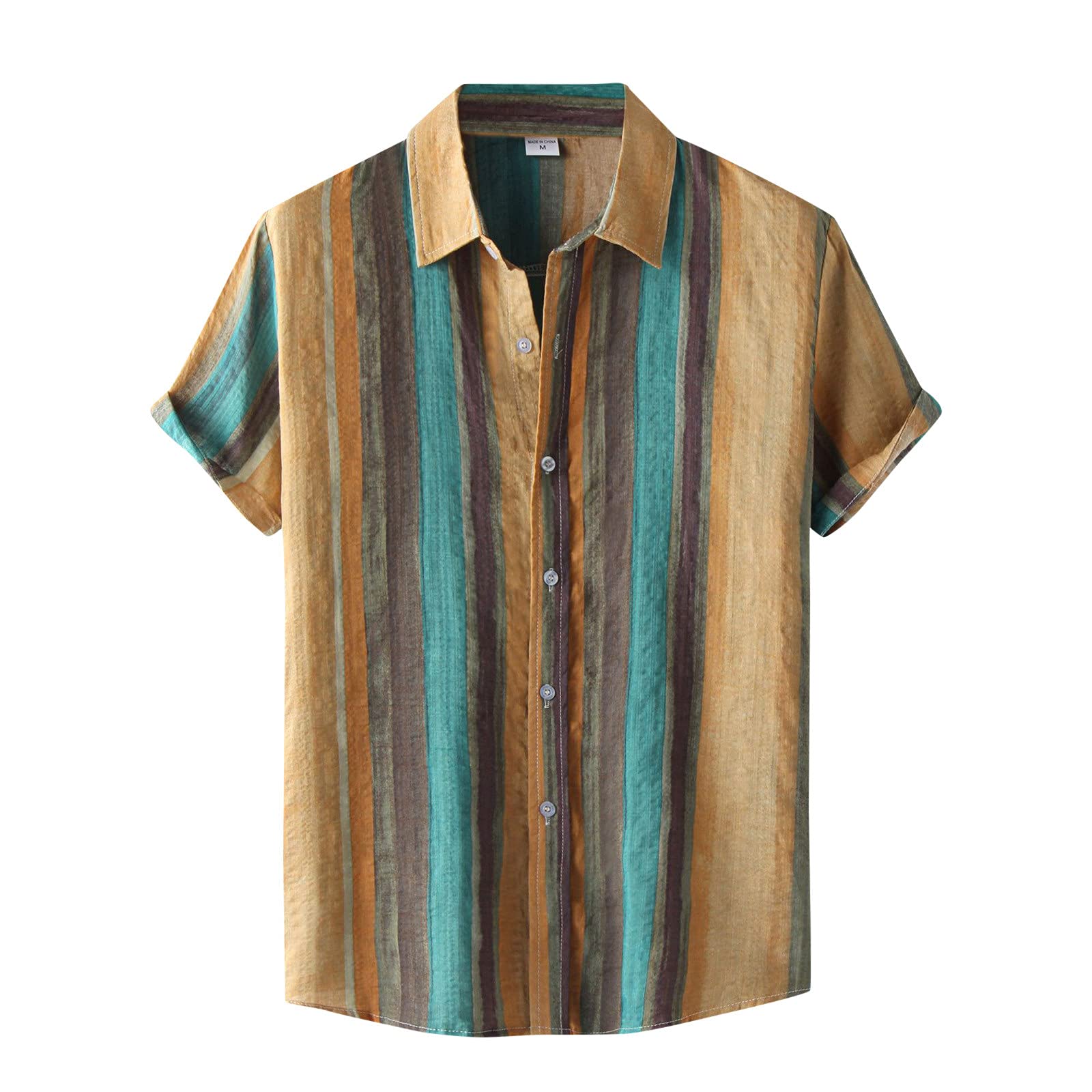 Men's Casual Short Sleeve Shirt - Striped Button Down for Summer Outings