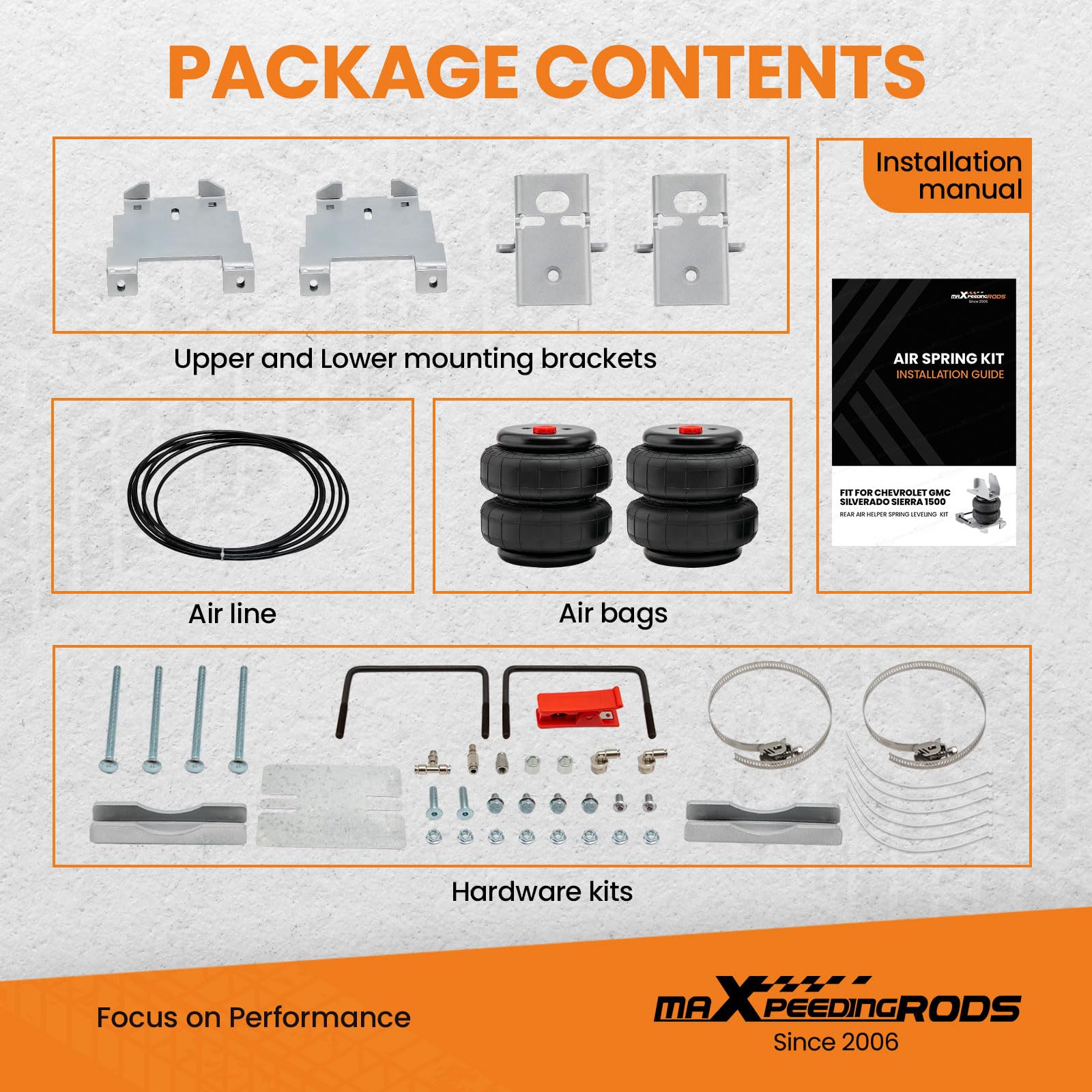 Heavy Duty Rear Air Suspension Bags Kit 5000lbs for 2007-2018 Chevrolet Silverado 1500 & GMC Sierra 1500 (2WD/4WD) - Truck Helper Spring Kit for Enhanced Load Support & Towing Capacity | Perfect for Hauling Trailers, Campers, and Heavy Cargo