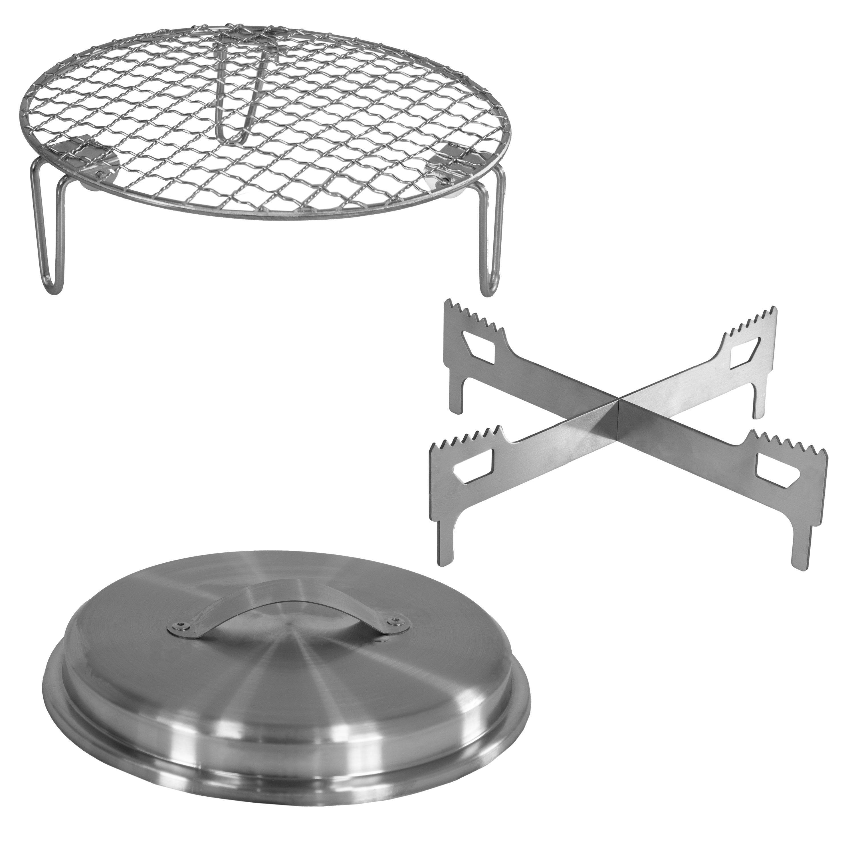 Sunnydaze 3-Piece Stainless Steel Smokeless Fire Pit Accessory Kit - Spark Screen, Poker & Log Grabber for Outdoor Camping & Backyard Bonfires