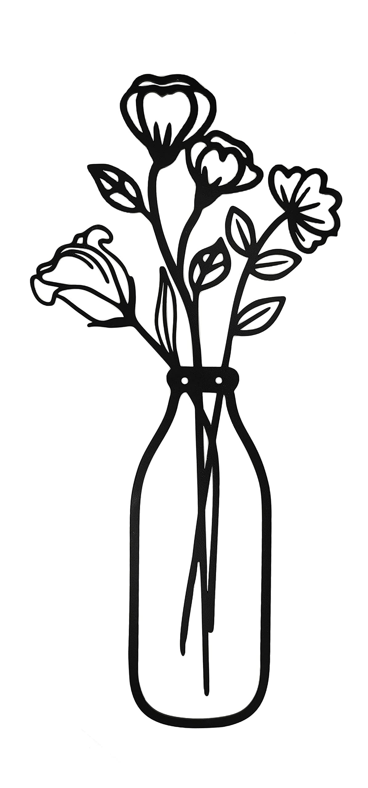 Ritadeshop Metal Flower Wall Art Decor - Black Rose in Vase Aesthetic Room Decor for Bedroom, Living Room | Modern Home Wall Flowers Decorations for Housewarming Gift & Interior Design