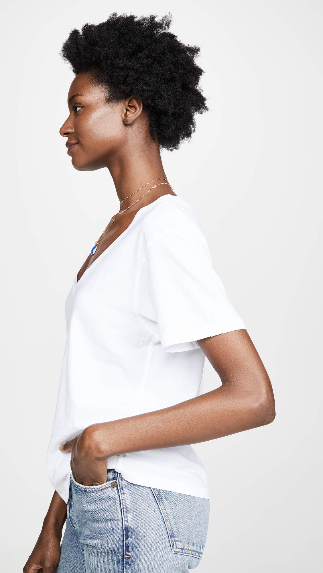 AMO Women's V Neck T-Shirt - Soft Cotton Casual Tee for Everyday Wear | Perfect for Work, Outings & Layering